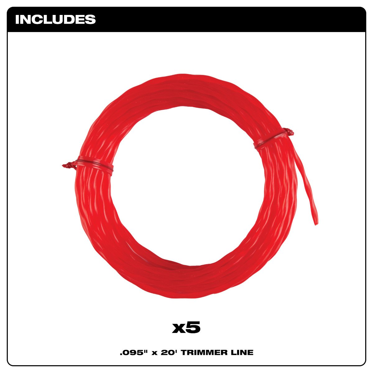 Milwaukee 49-16-2782 .095" x 20' Trimmer Line 5pk - feature callout