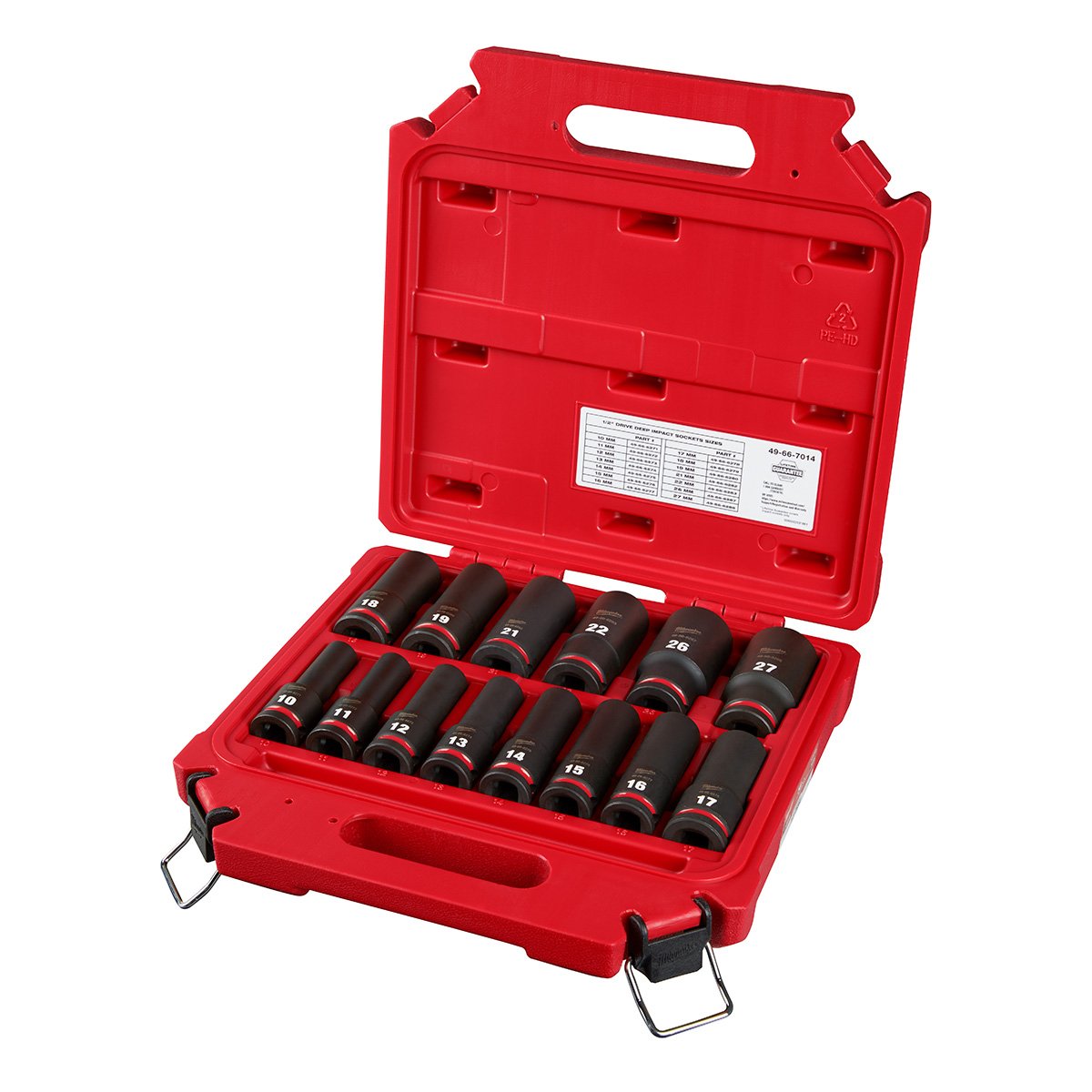 Milwaukee 49-66-7014 14PC SHOCKWAVE Impact Duty™ 1/2" Drive Metric Deep 6 Point Socket Set - product view