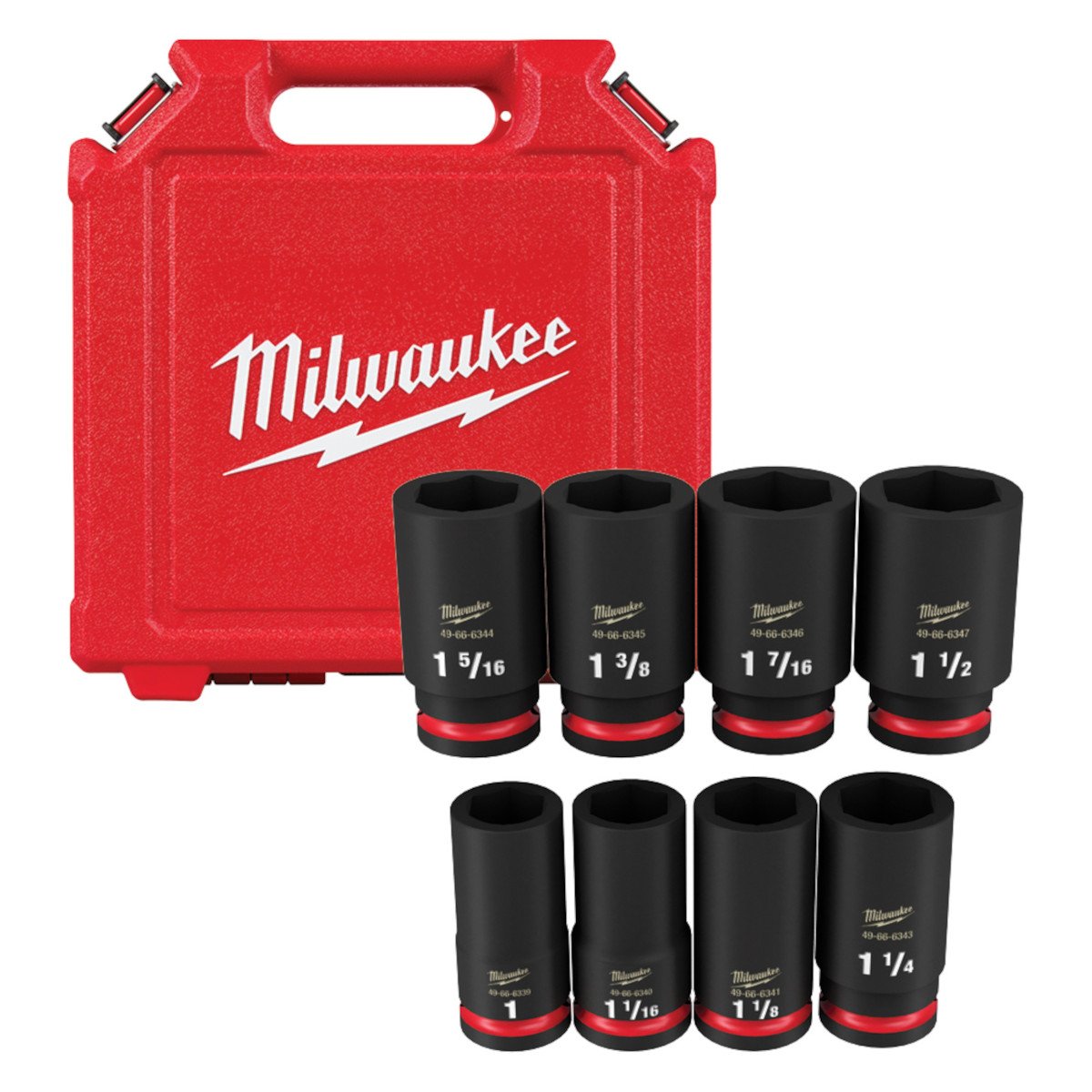 Milwaukee 49-66-7018 8PC SHOCKWAVE Impact Duty™ 3/4" Drive SAE Deep 6 Point Socket Set - product view
