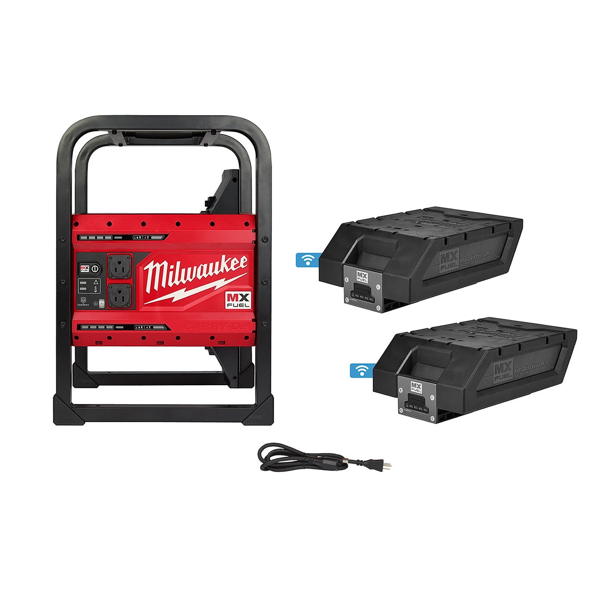Milwaukee MXF002-2XC MX FUEL™ CARRY-ON™ 3600W/1800W Power Supply - kit contents
