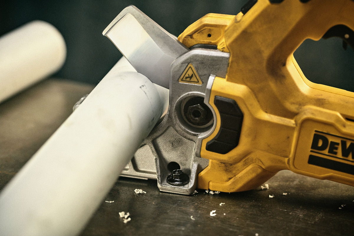DEWALT DCE180B 20V MAX Plastic Tubing Cutter (Bare) - in use