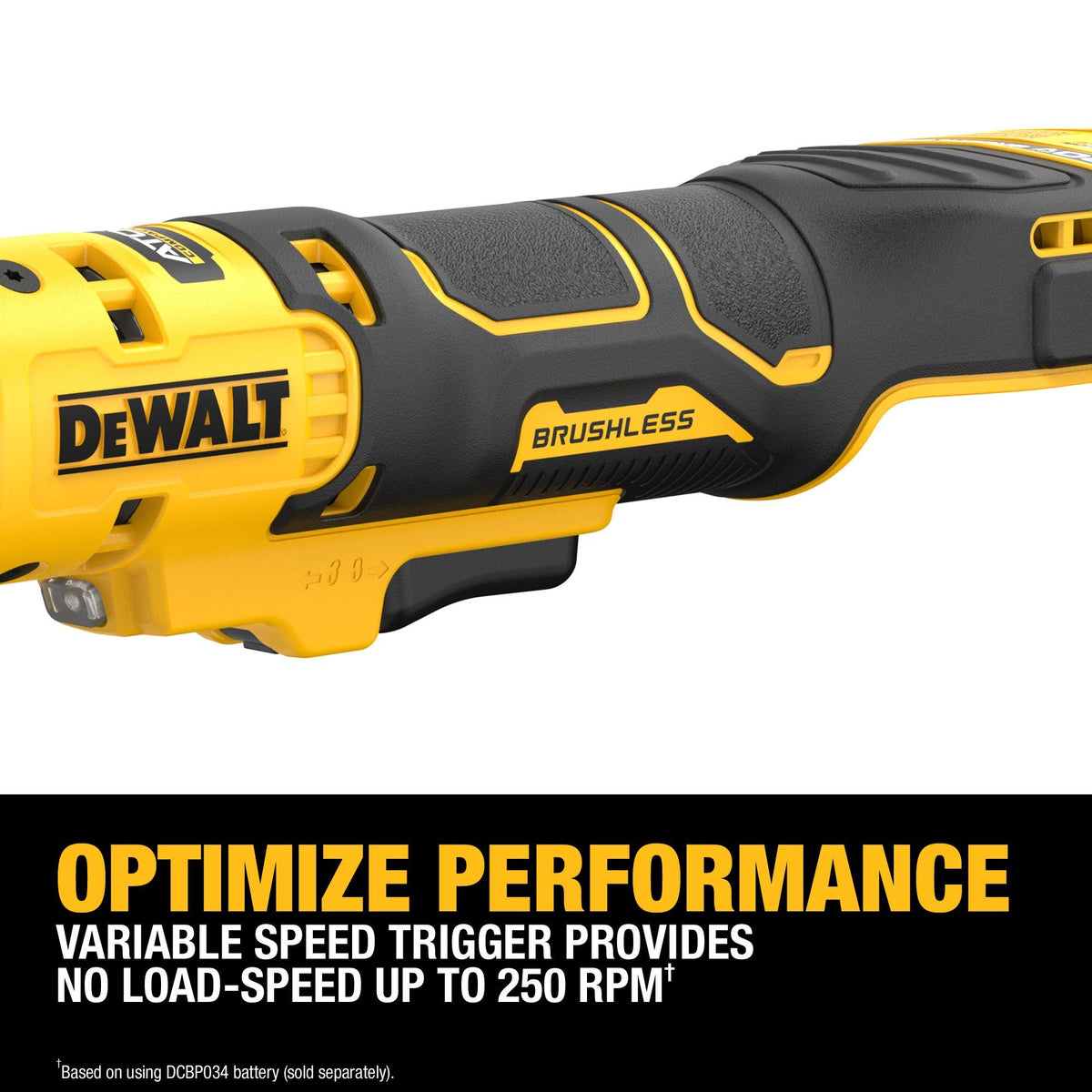 DEWALT DCF512EB ATOMIC 20V MAX Brushless Cordless 1/2 in. Extended Reach Ratchet (Tool Only) - feature callout
