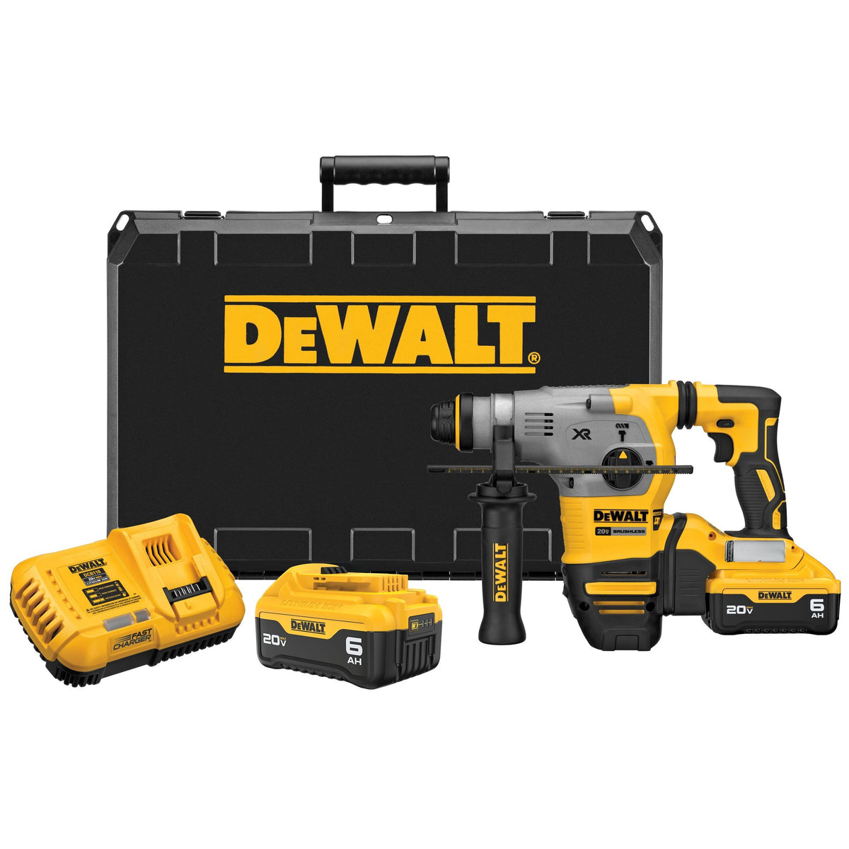 DEWALT DCH293R2 20V Max Xr Rotary Hammer, SDS Plus Kit, 1-1/8-Inch - kit contents