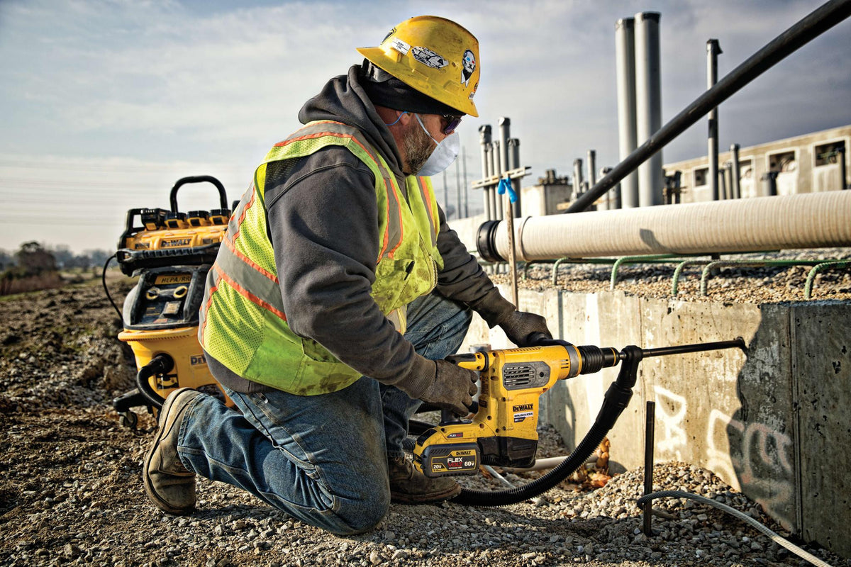 DEWALT DCH481B 60V MAX* XTREME Cordless Brushless 1-9/16 in SDS Max Rotary Hammer Drill - Tool Only - in use