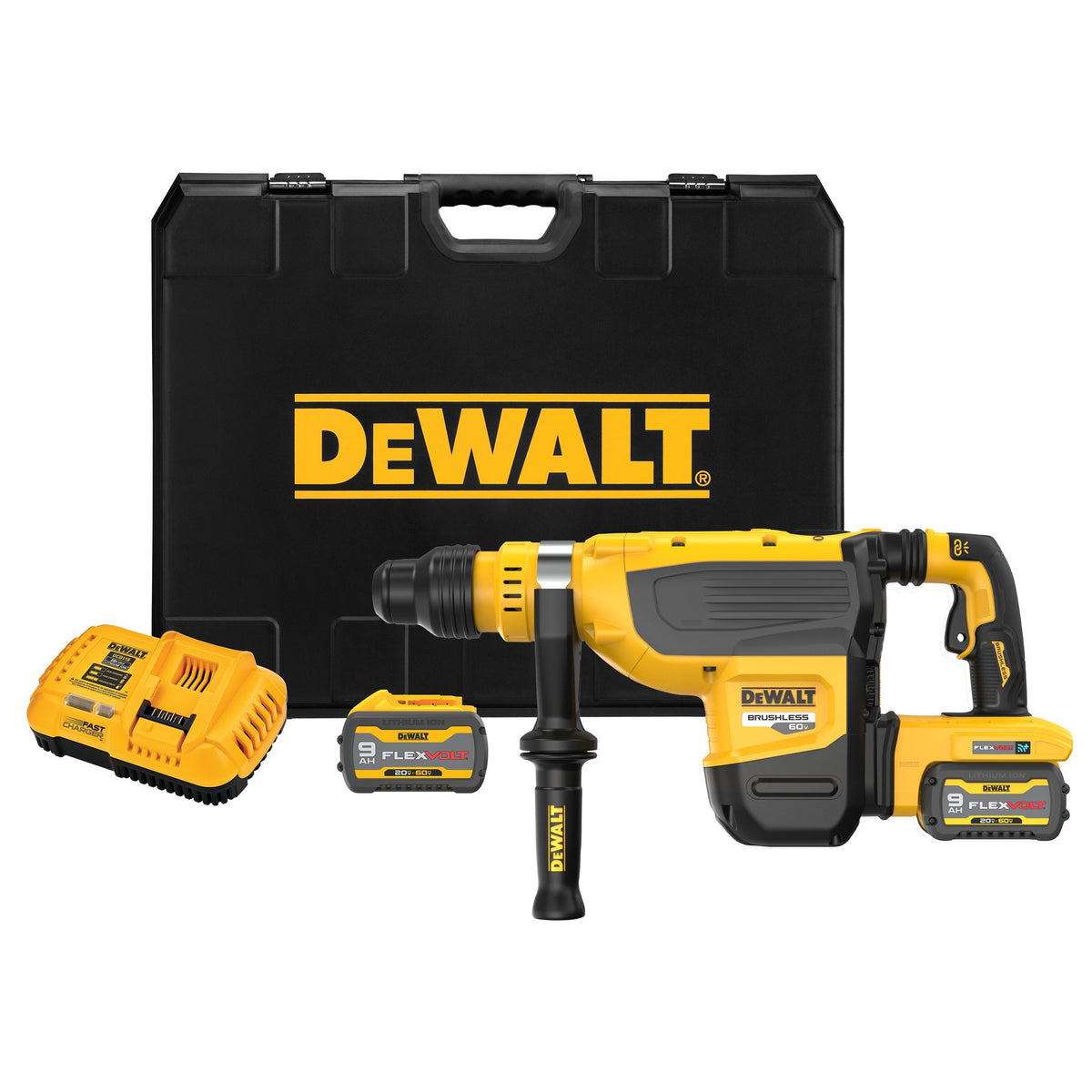 DEWALT DCH735X2 1-7/8" 60V SDS Max Rotary Hammer Kit - kit contents
