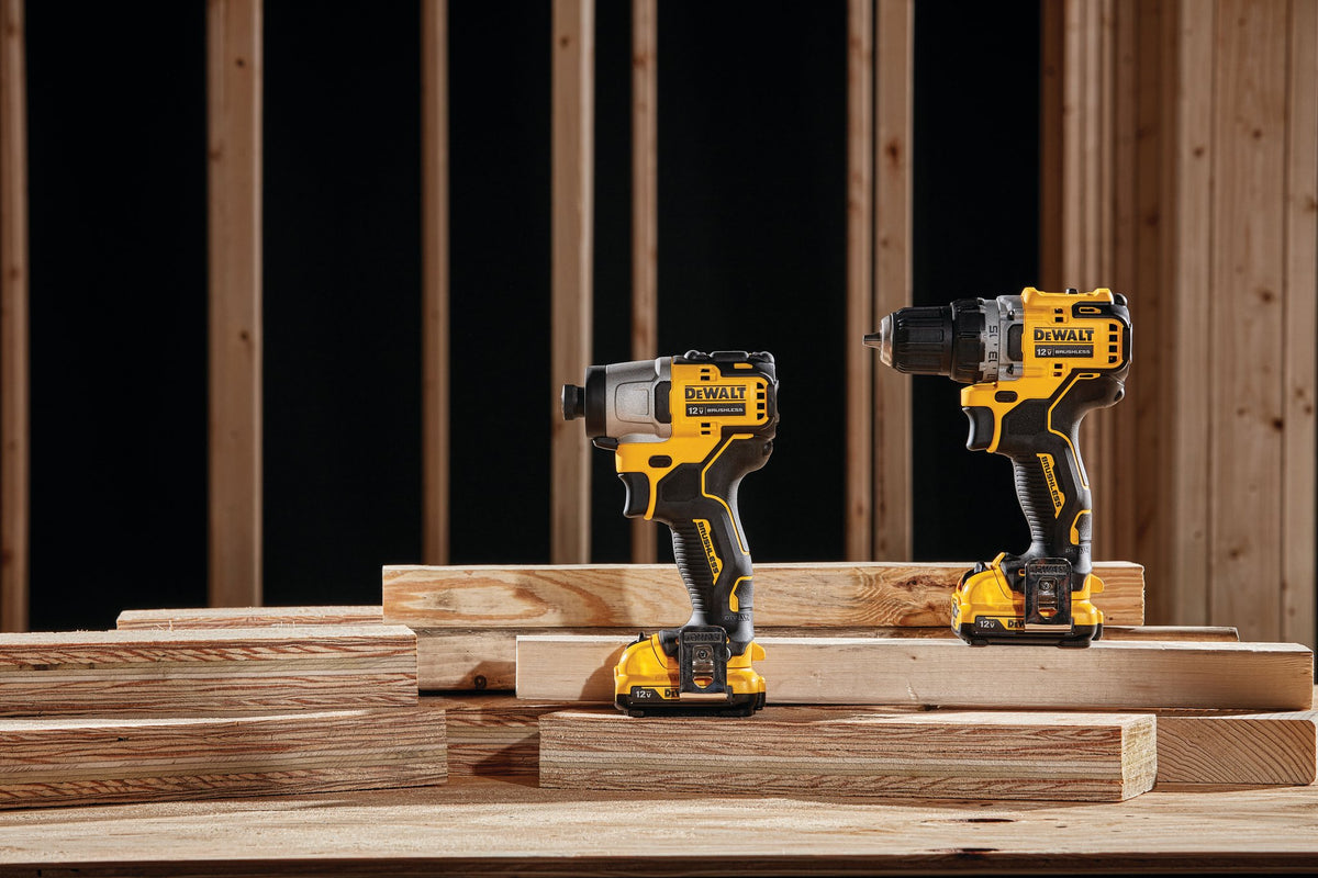DEWALT DCK221F2 XTREME 12V MAX BRUSHLESS CORDLESS DRILL & IMPACT DRIVER KIT - in use