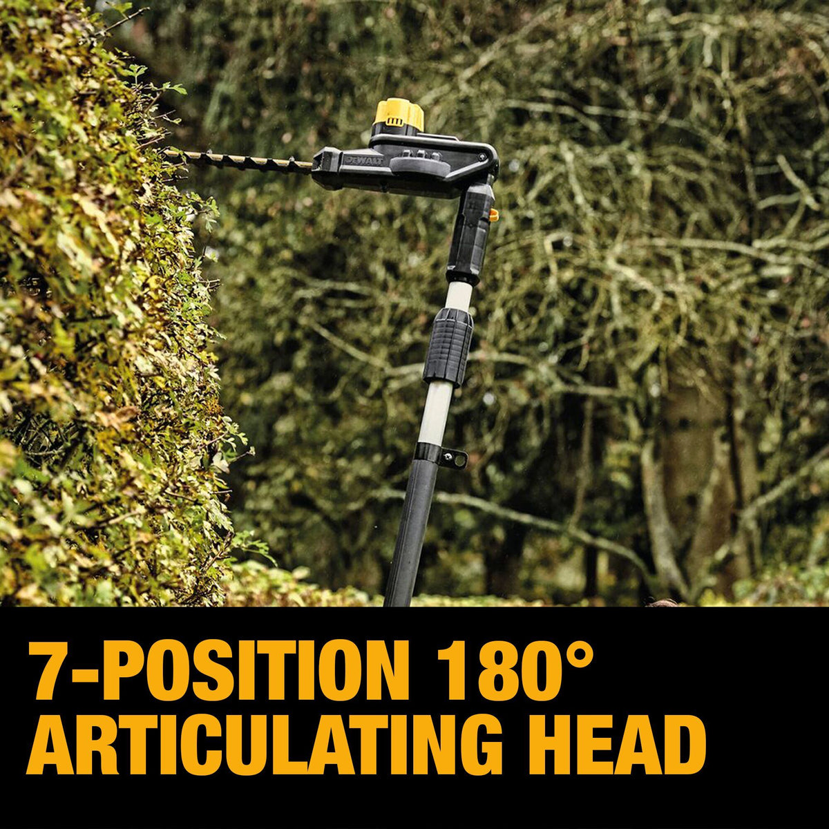 DEWALT DCKO86P1 20V MAX Brushless Pole Saw and Pole Hedge Trimmer Combo Kit - feature callout