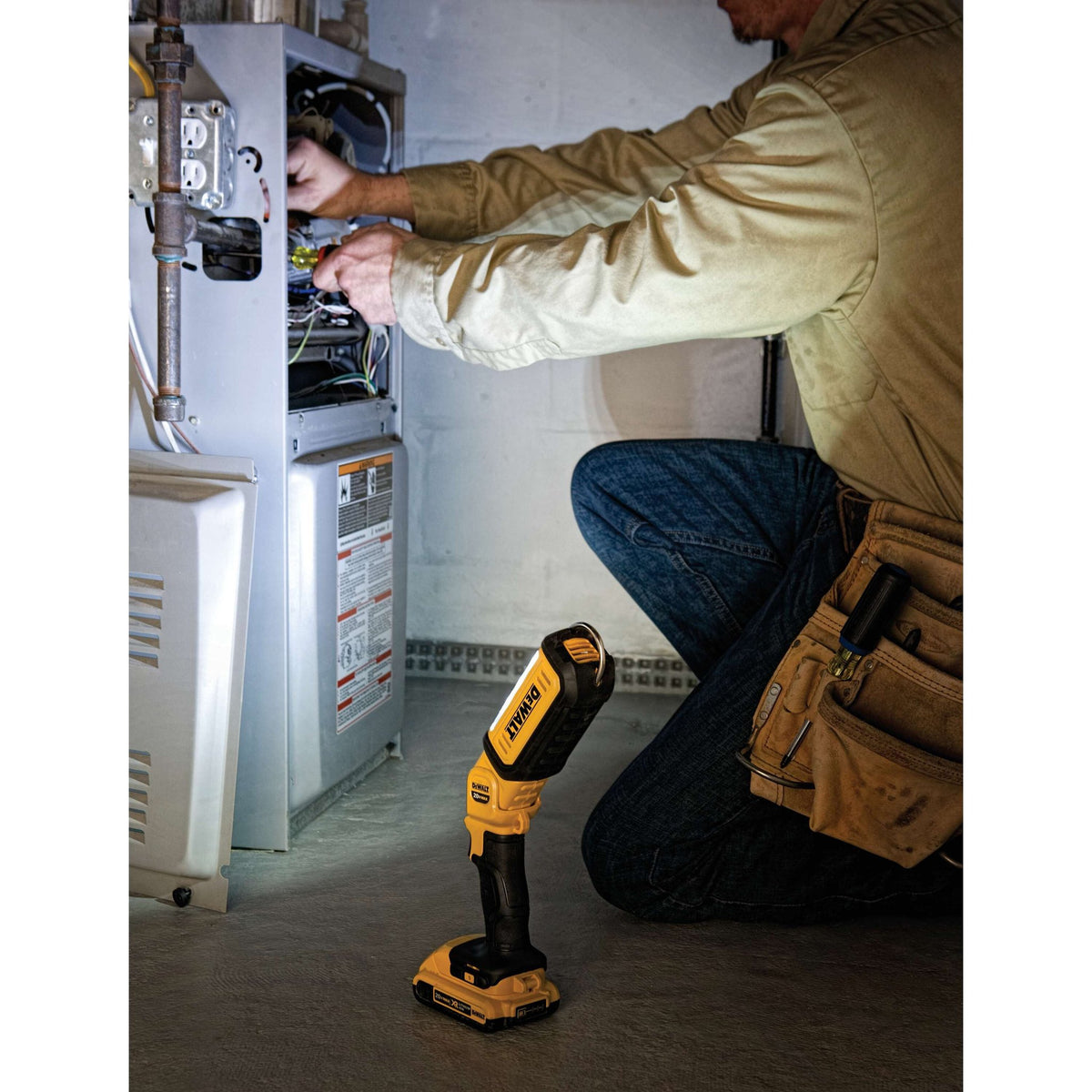 DEWALT DCL050 20V Max Led Work Light, Hand Held, Tool Only - in use