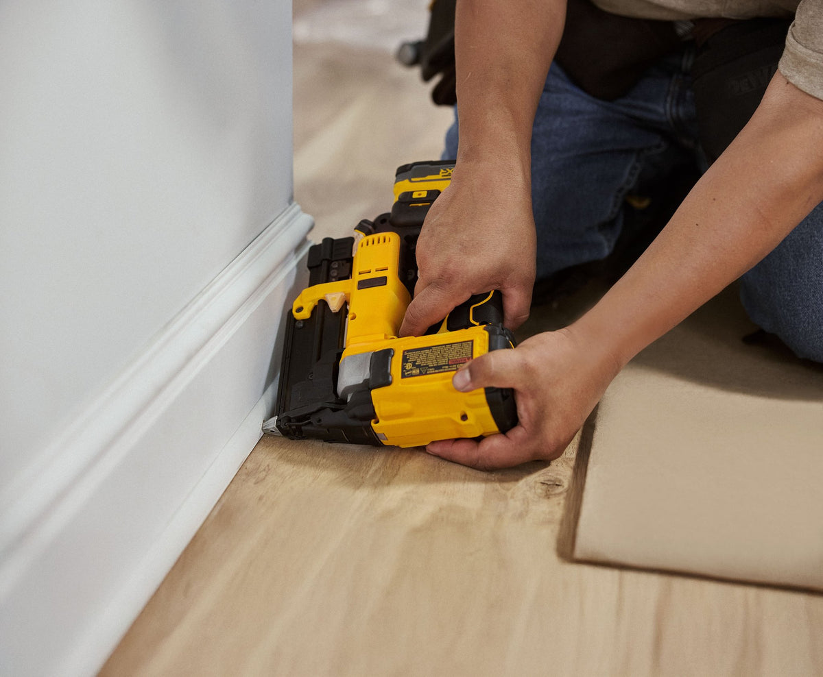 DEWALT DCN623B 20V MAX* XR® 23 Gauge Pin Nailer (Tool Only) - in use