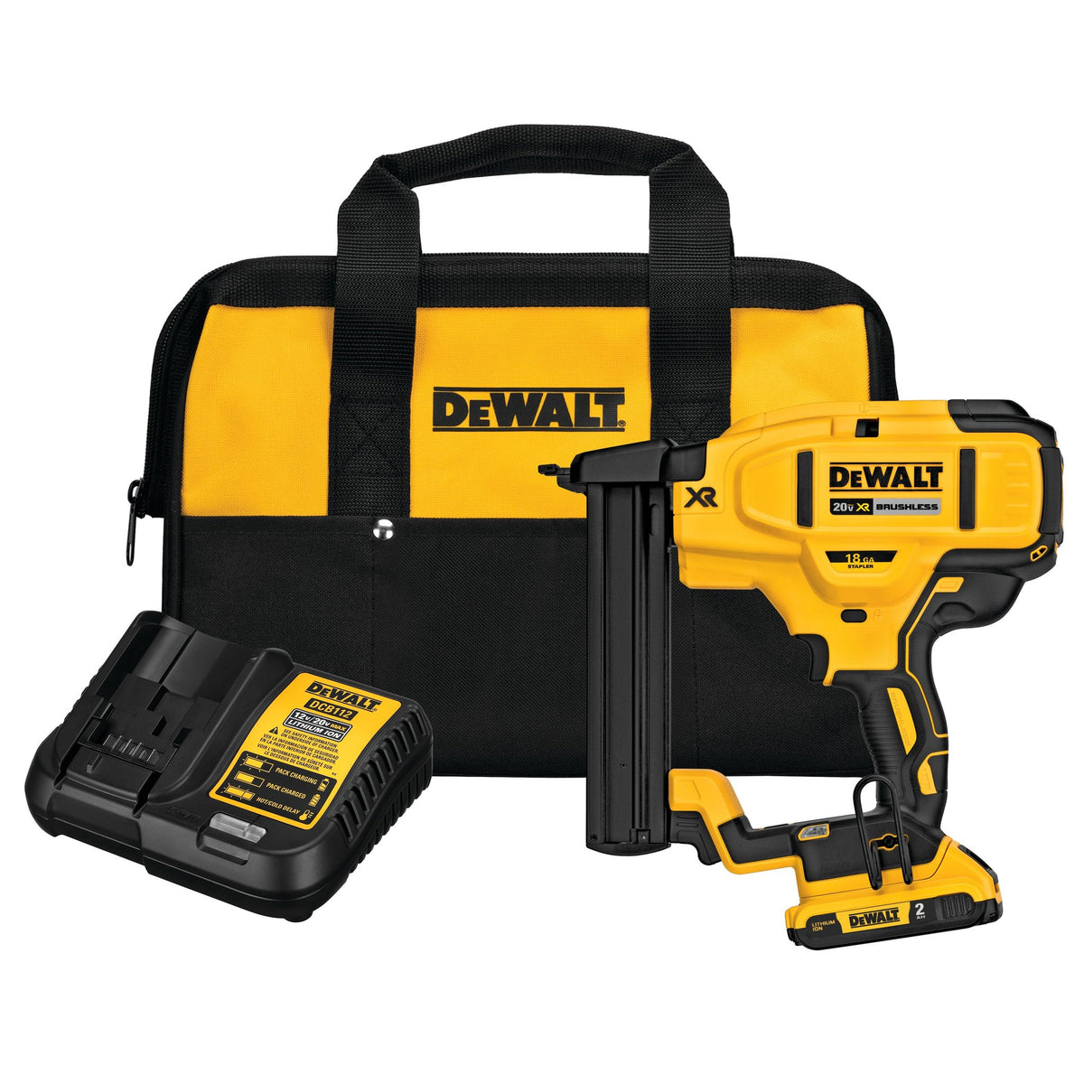 DEWALT DCN681D1 20V MAX 18GA NARROW CROWN STAPLER KT - kit contents