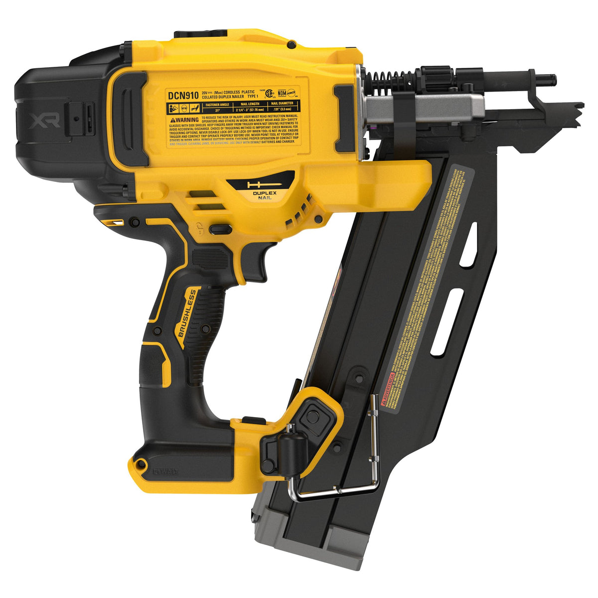 DEWALT DCN910B 20V MAX XR Brushless 21-Degree Plastic Collated Duplex Nailer - product view