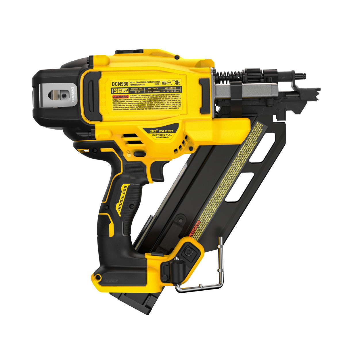 DEWALT DCN930B 20V MAX XR Li-Ion Brushless Dual Speed Framing Nailer (Tool Only) - product view