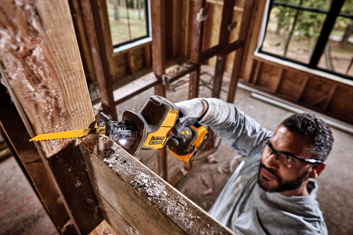 DEWALT DCS369B ATOMIC 20V MAX Cordless One-Handed Reciprocating Saw (Tool Only) - in use