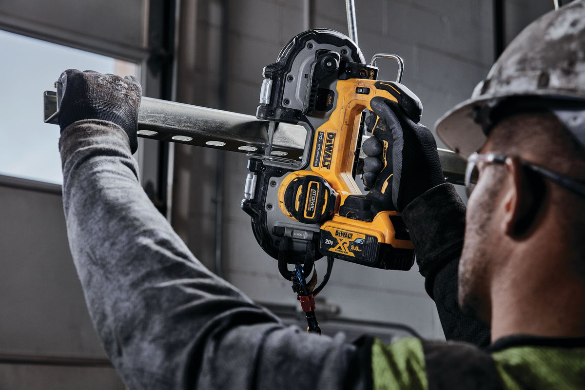 DEWALT DCS377B ATOMIC 20V MAX* Brushless Cordless 1-3/4 in. Compact Bandsaw (Tool Only) - in use