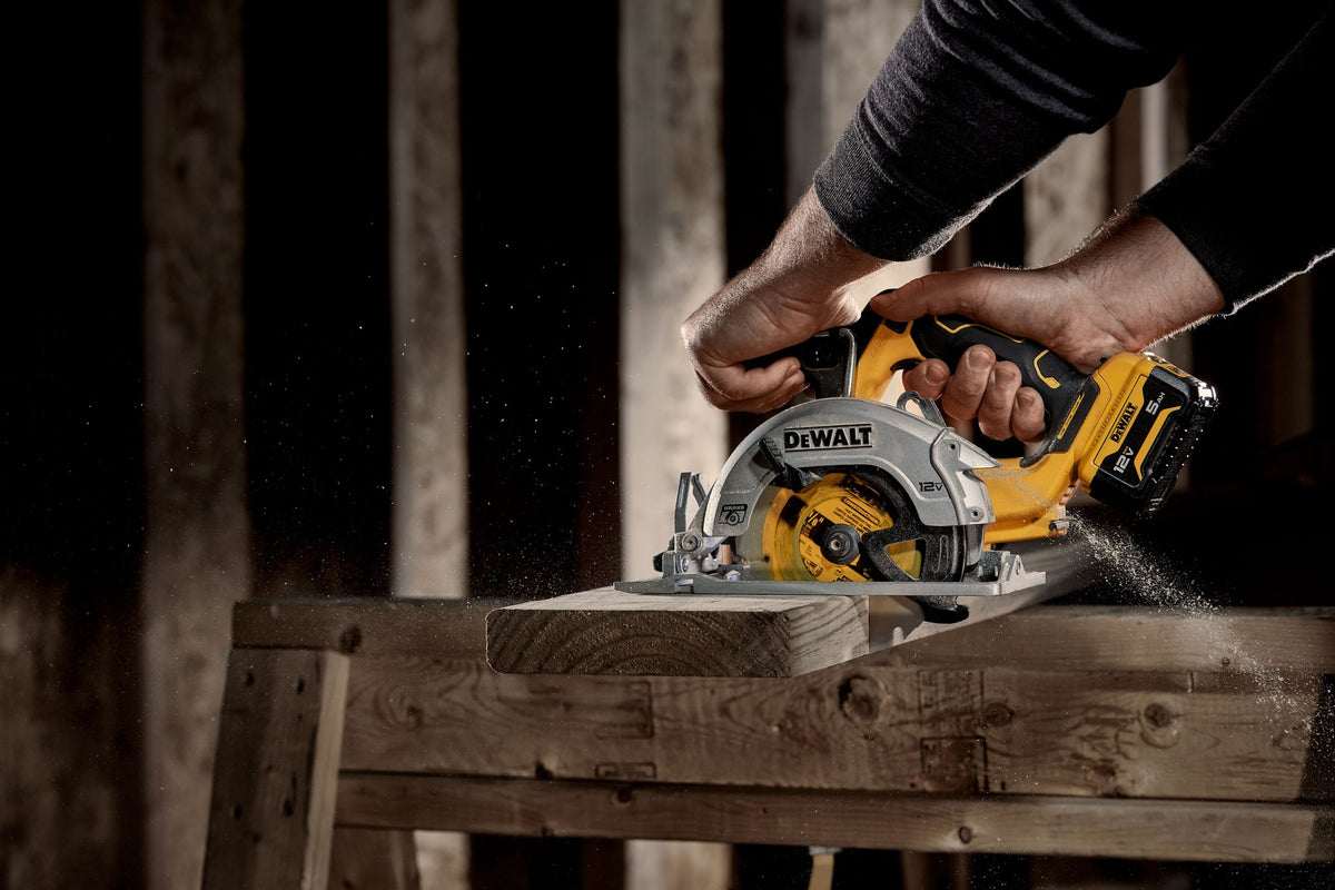DEWALT DCS512B XTREME™ 12V MAX* 5-3/8 IN. BRUSHLESS CORDLESS CIRCULAR SAW (TOOL ONLY) - in use