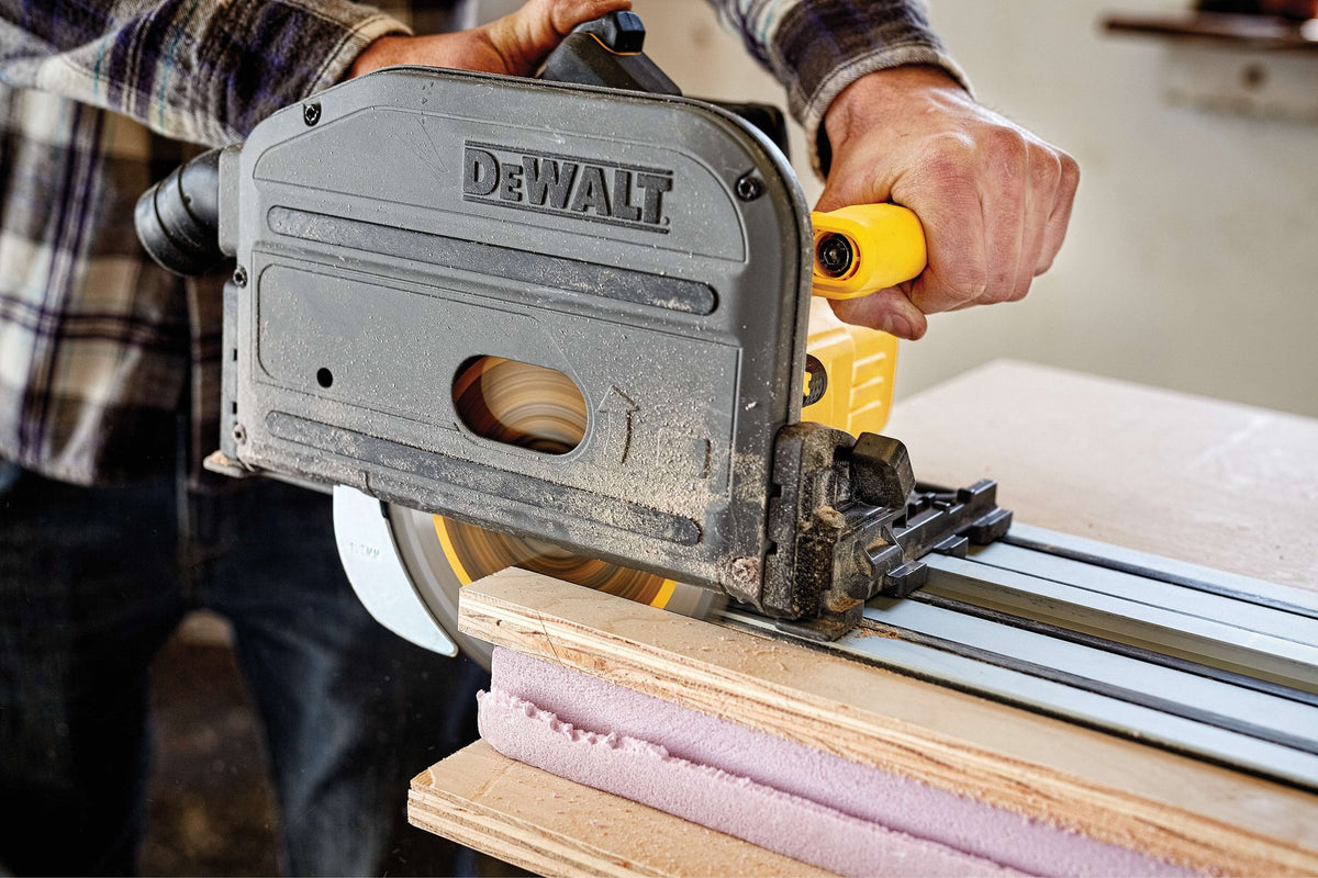 DEWALT DCS520B FLEXVOLT 60V MAX 6-1/2 IN. CORDLESS TRACKSAW (TOOL ONLY) - in use