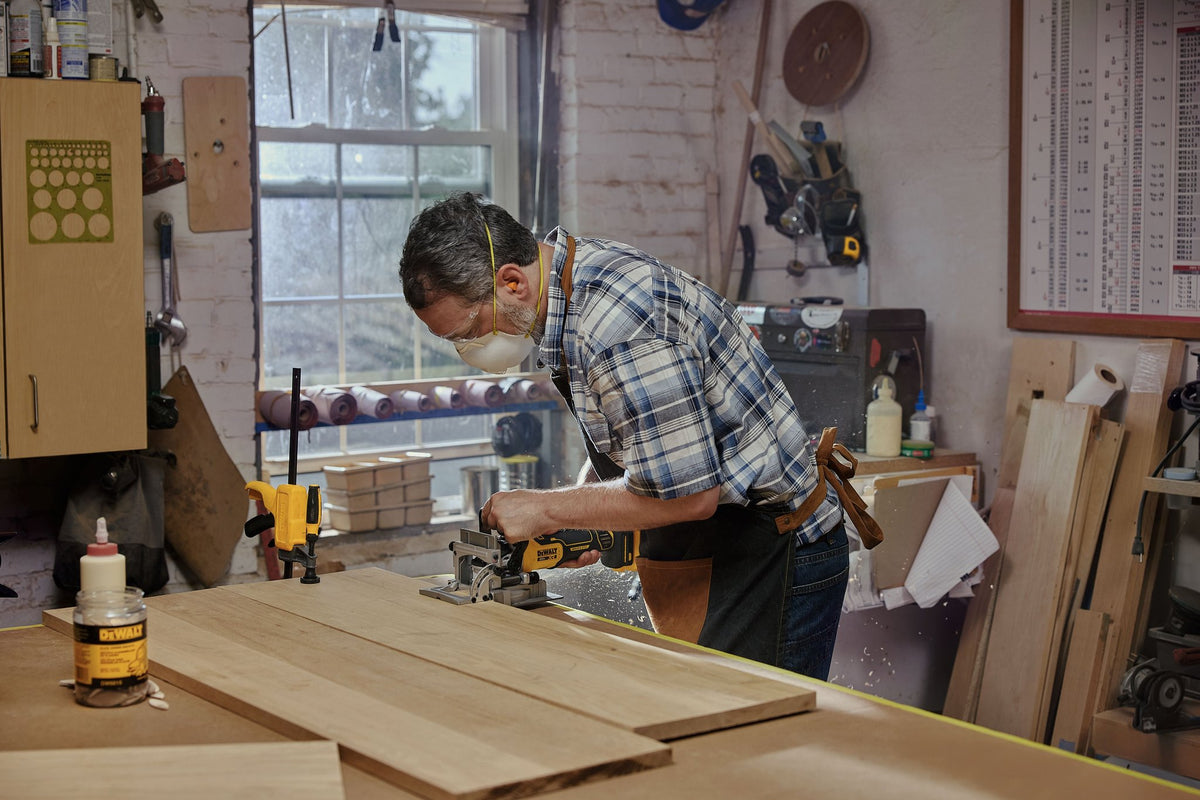 DEWALT DCW682B 20V MAX* XR® Brushless Cordless Biscuit Joiner (Tool Only) - in use