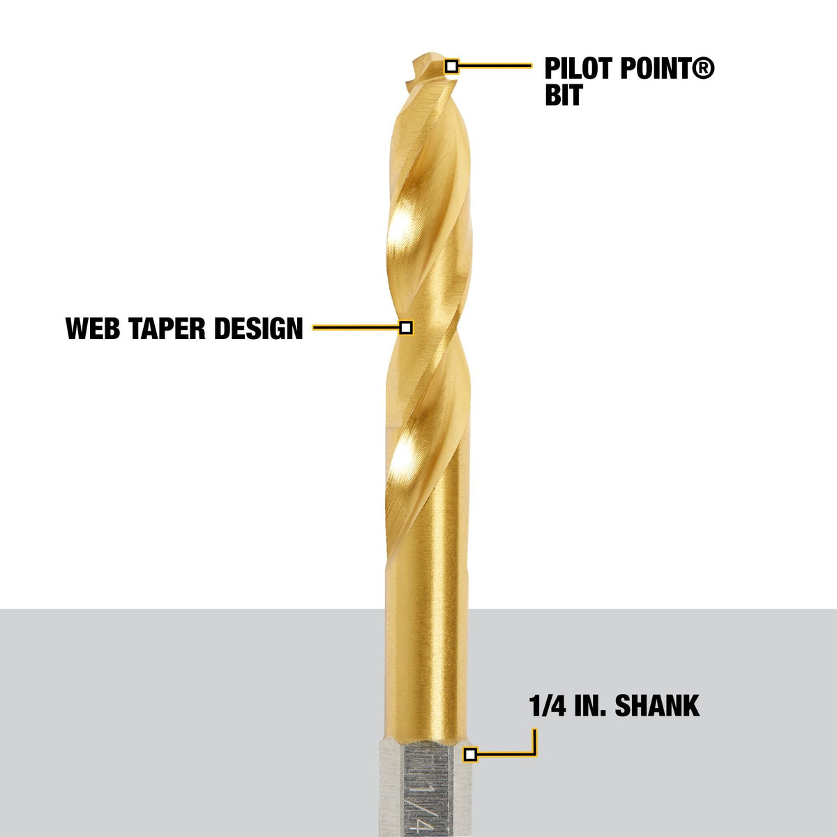 DEWALT DD5155 Impact Ready Titanium Nitride Coated Drill Bit Set, 5Pc - feature callout