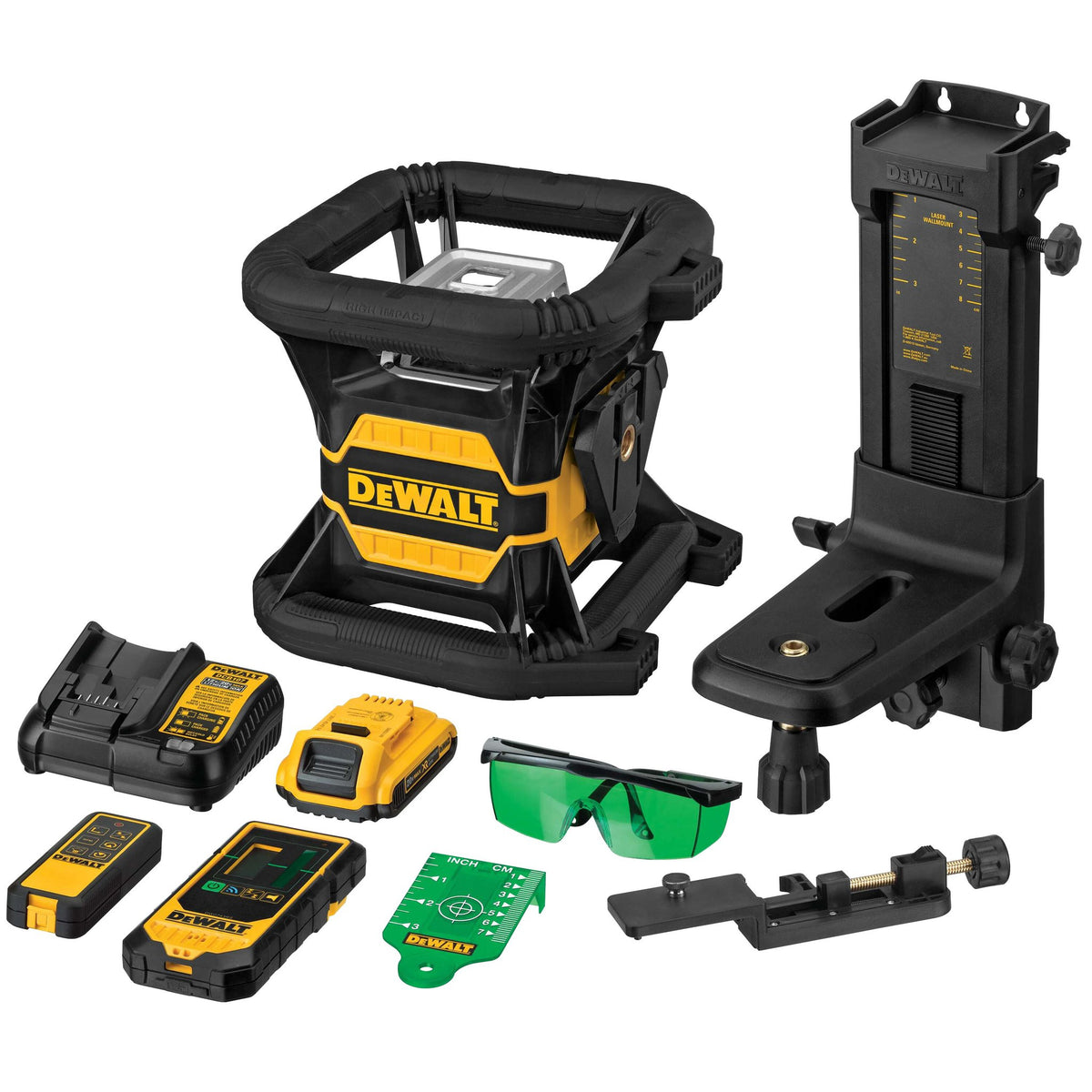DEWALT DW080LGS 20V Max Laser Level, Green, Bluetooth - kit contents