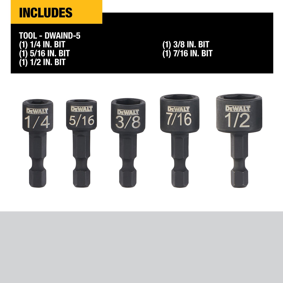 DEWALT DWAIND-5 Nut Driver Set, Compact, 5-Piece (Dwaind5) - feature callout