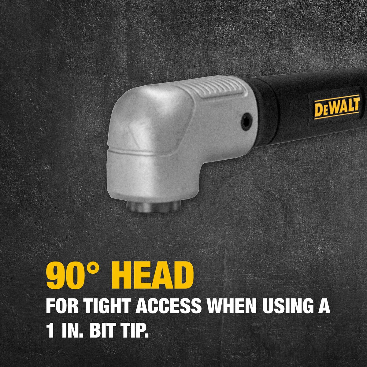 DEWALT DWARA120 RIGHT ANGLE ATTACHMT - IMPACT REDY - feature callout