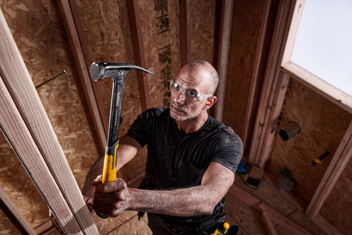 DEWALT DWHT51138X TOUGHSERIES XP 1 Pc. Steel 14 Oz. Mig Weld Framing Hammer - in use
