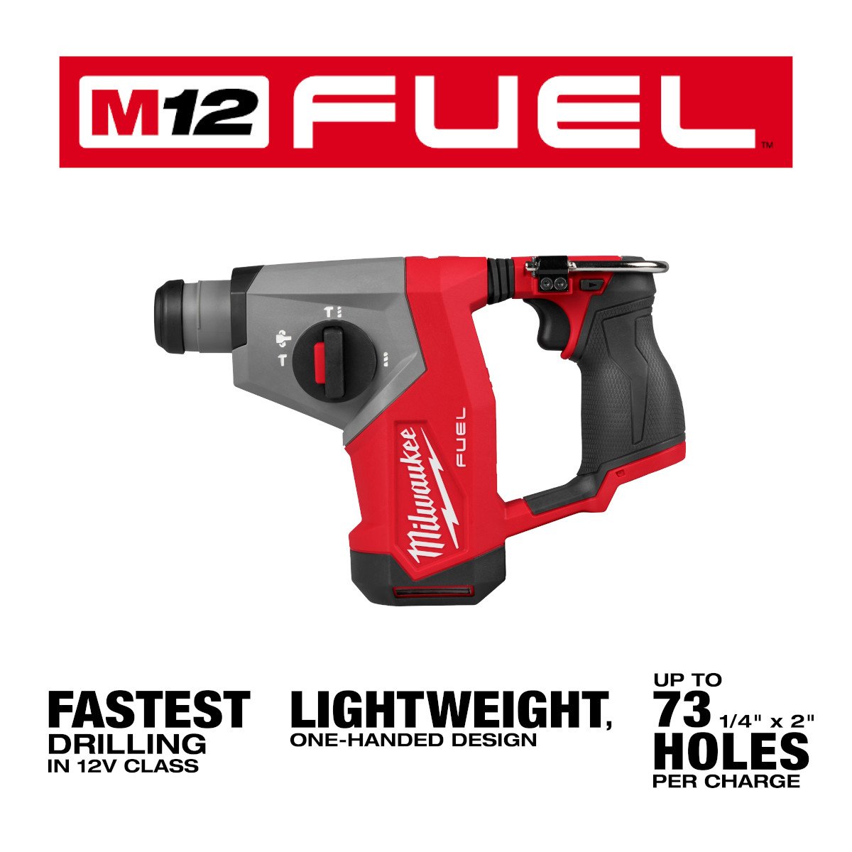 Milwaukee 2508-20 M12 FUEL™ 5/8” SDS Plus Rotary Hammer - feature callout