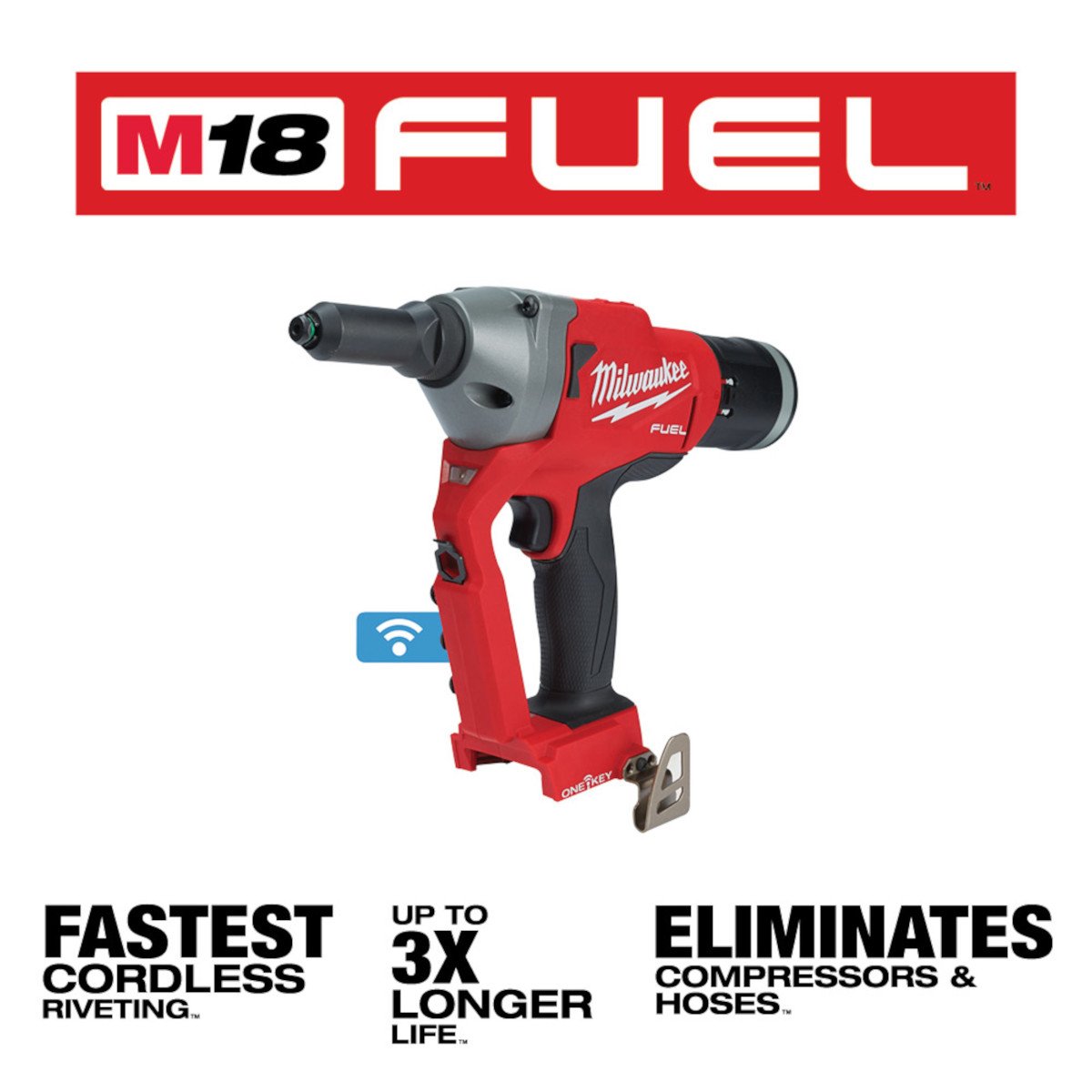 Milwaukee 2660-20 M18 FUEL™ 1/4" Blind Rivet Tool w/ ONE-KEY™ - feature callout