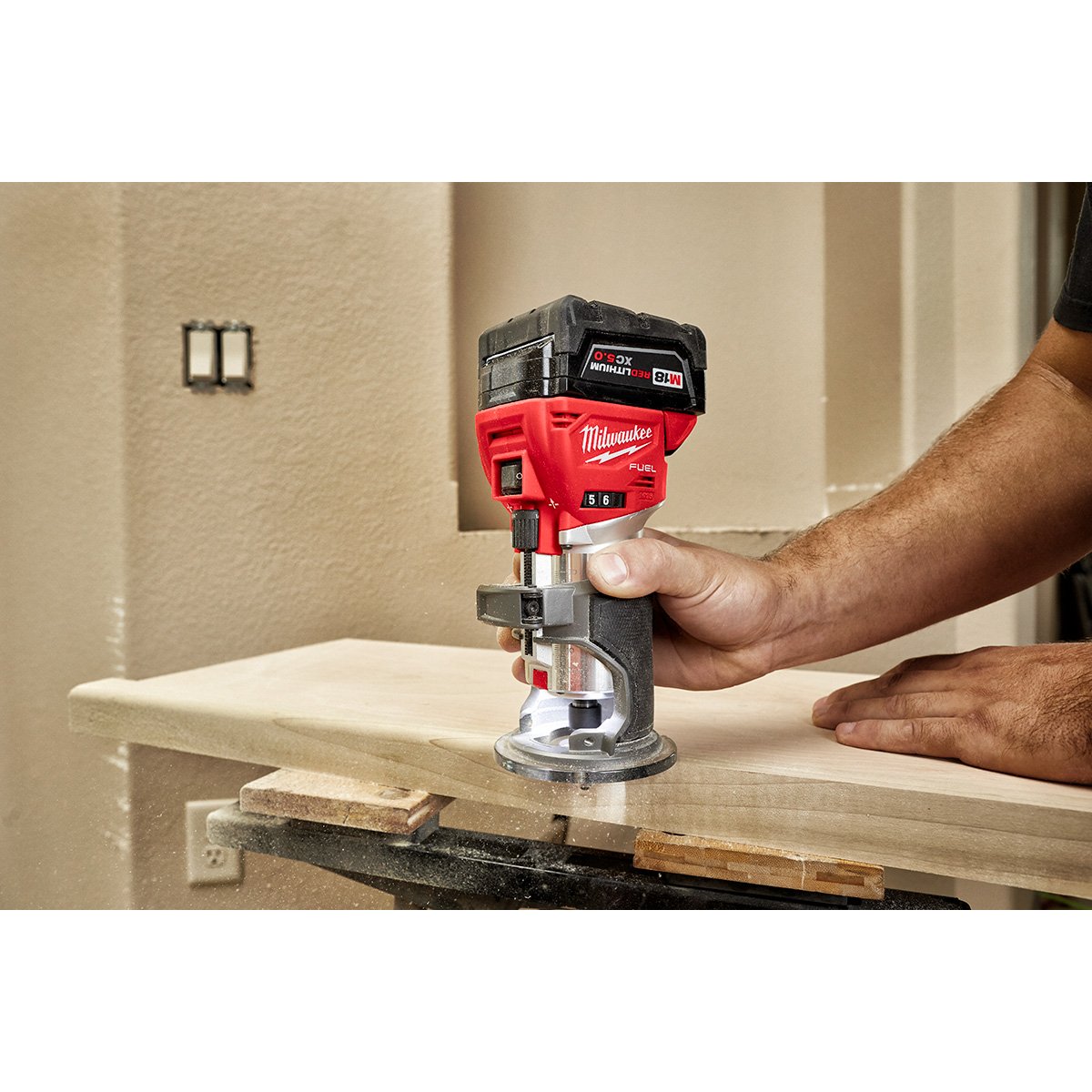 Milwaukee 2723-20 M18 FUEL™ Compact Router - in use
