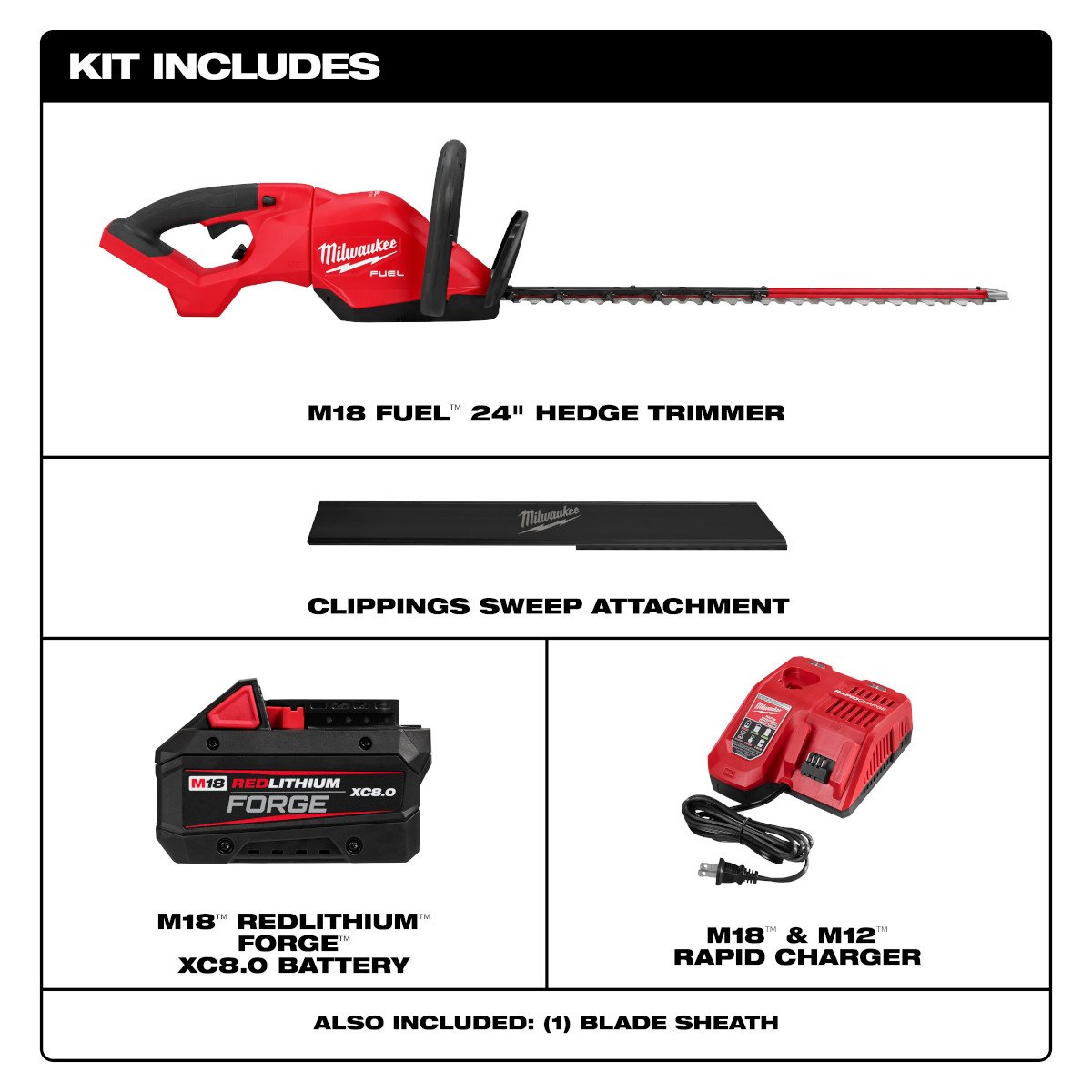 Milwaukee 3033-21 M18 FUEL™ 24" Hedge Trimmer Kit - feature callout
