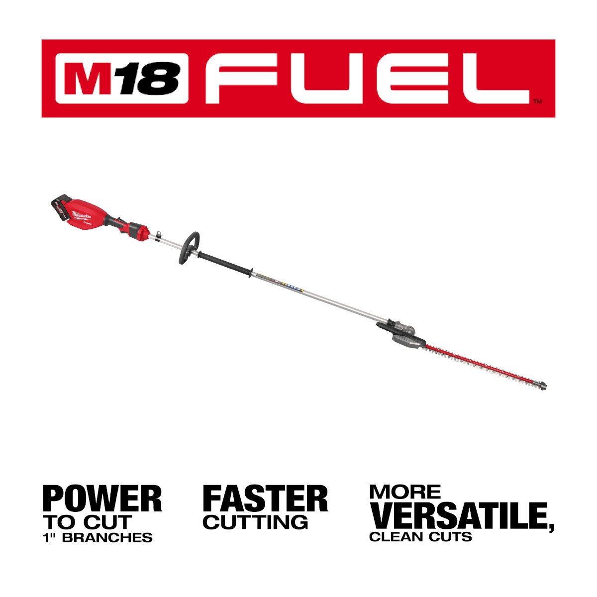 Milwaukee 3035-21 M18 FUEL™ Extended Pole Articulating Hedge Trimmer Kit - feature callout