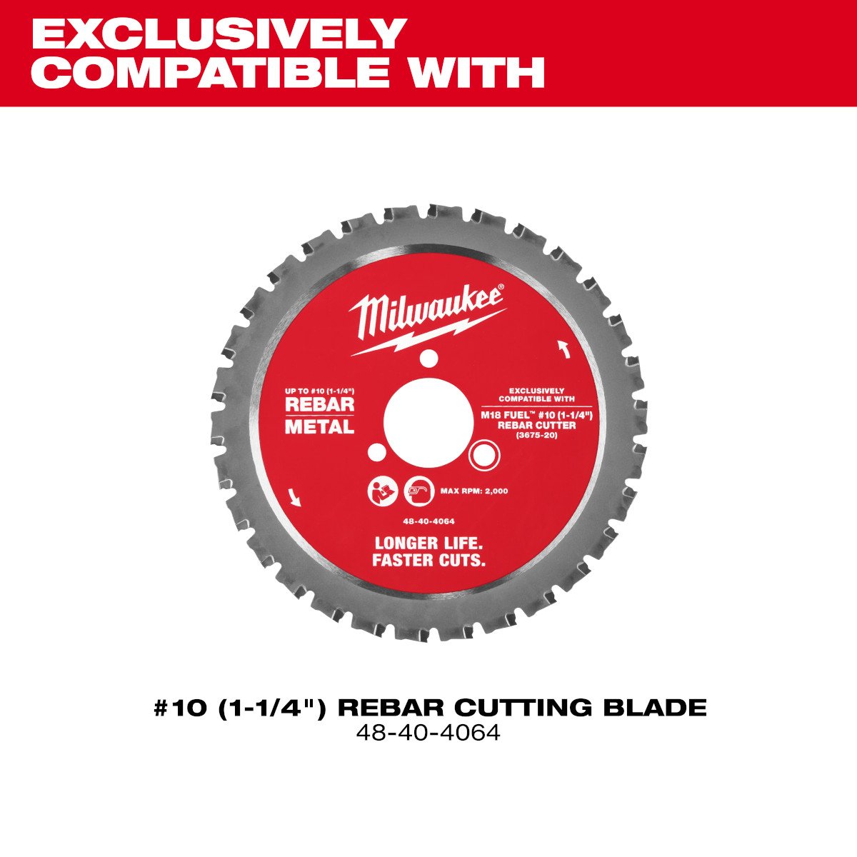 Milwaukee 3675-20 M18 FUEL™ #10 (1-1/4") Rebar Cutter - feature callout
