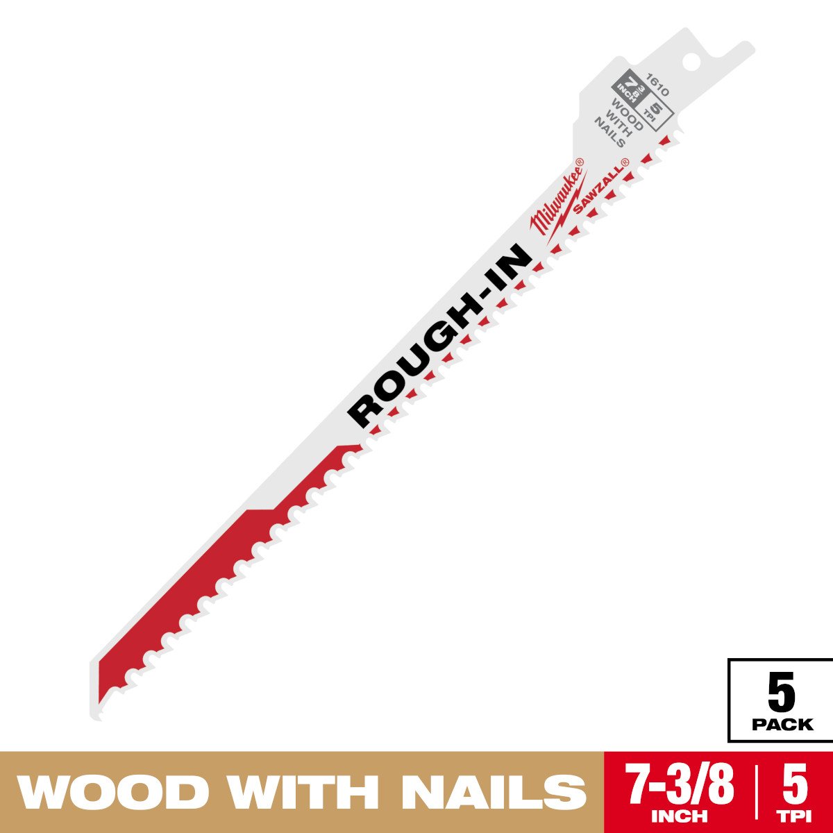 Milwaukee 48-00-1610 SAWZALL® Rough-In Blade - 5 PK - feature callout