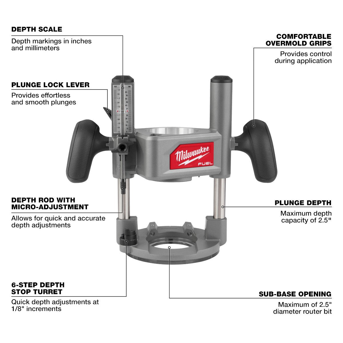 Milwaukee 48-10-2838 1/2" Router Plunge Base - feature callout