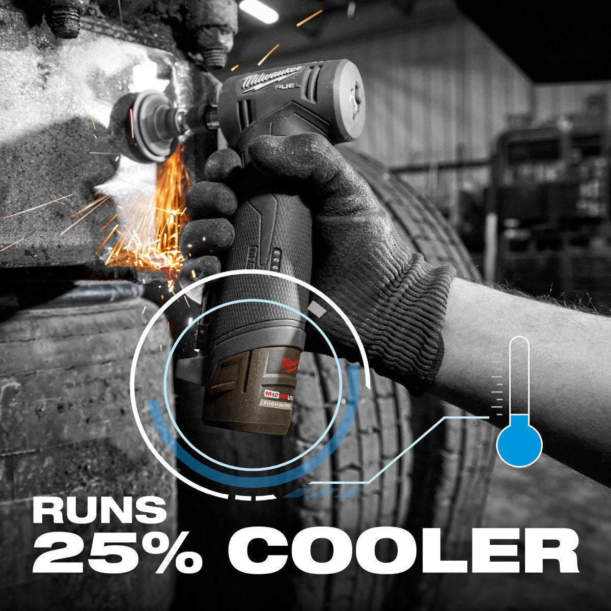 Milwaukee 48-11-2425 M12 REDLITHIUM™ HIGH OUTPUT™ CP2.5 Battery Pack - feature callout
