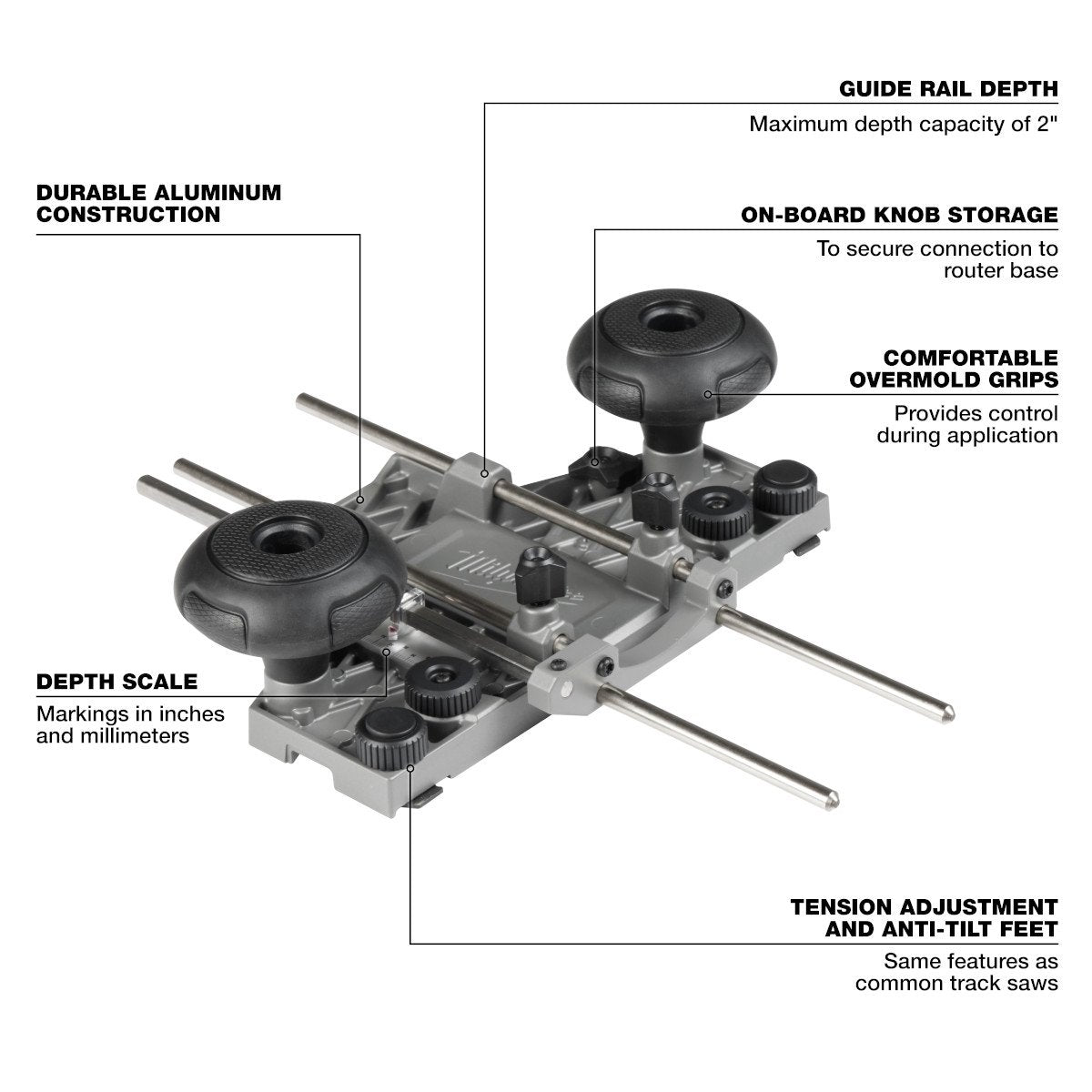 Milwaukee 48-11-2838 Router Guide Rail Adapter - feature callout