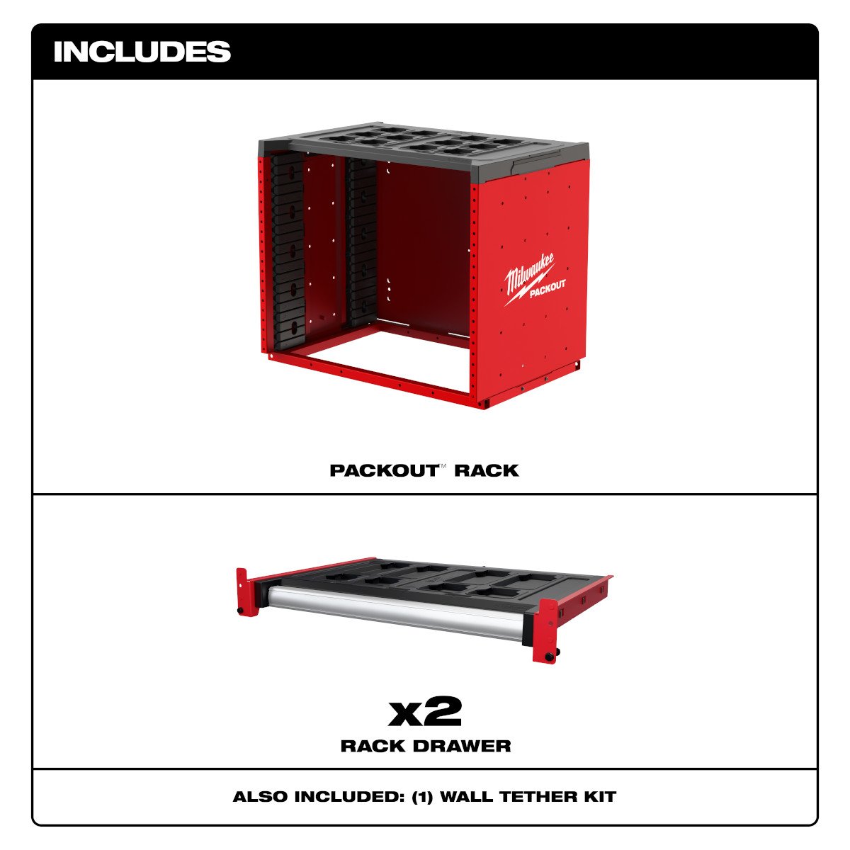 Milwaukee 48-21-8000 PACKOUT™ Rack - feature callout