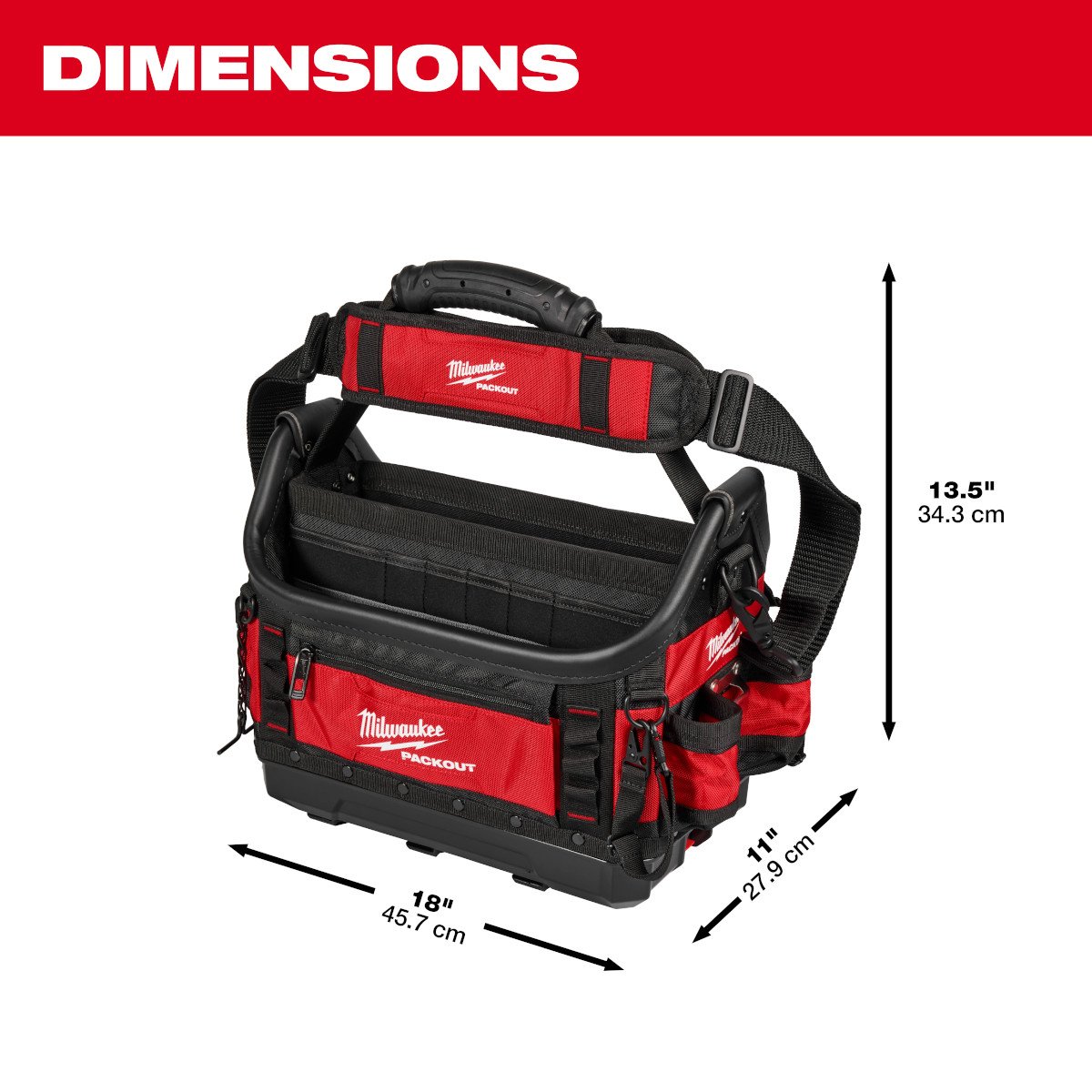 Milwaukee 48-22-8317 PACKOUT™ 15" Structured Tote - feature callout