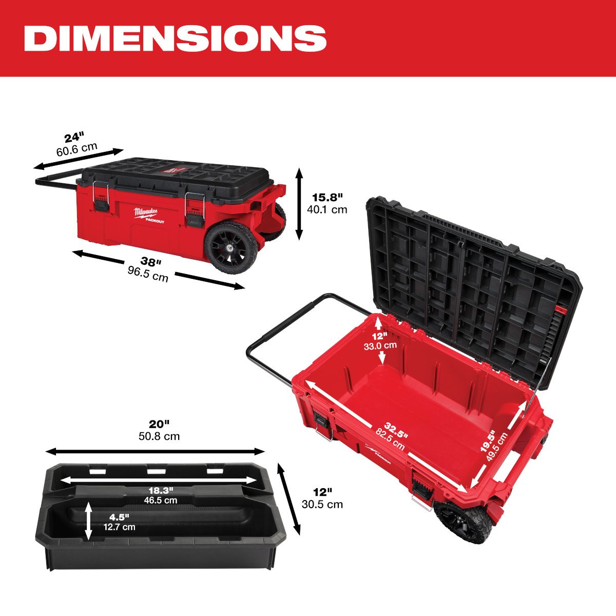 Milwaukee 48-22-8428 PACKOUT™ Rolling Tool Chest - feature callout