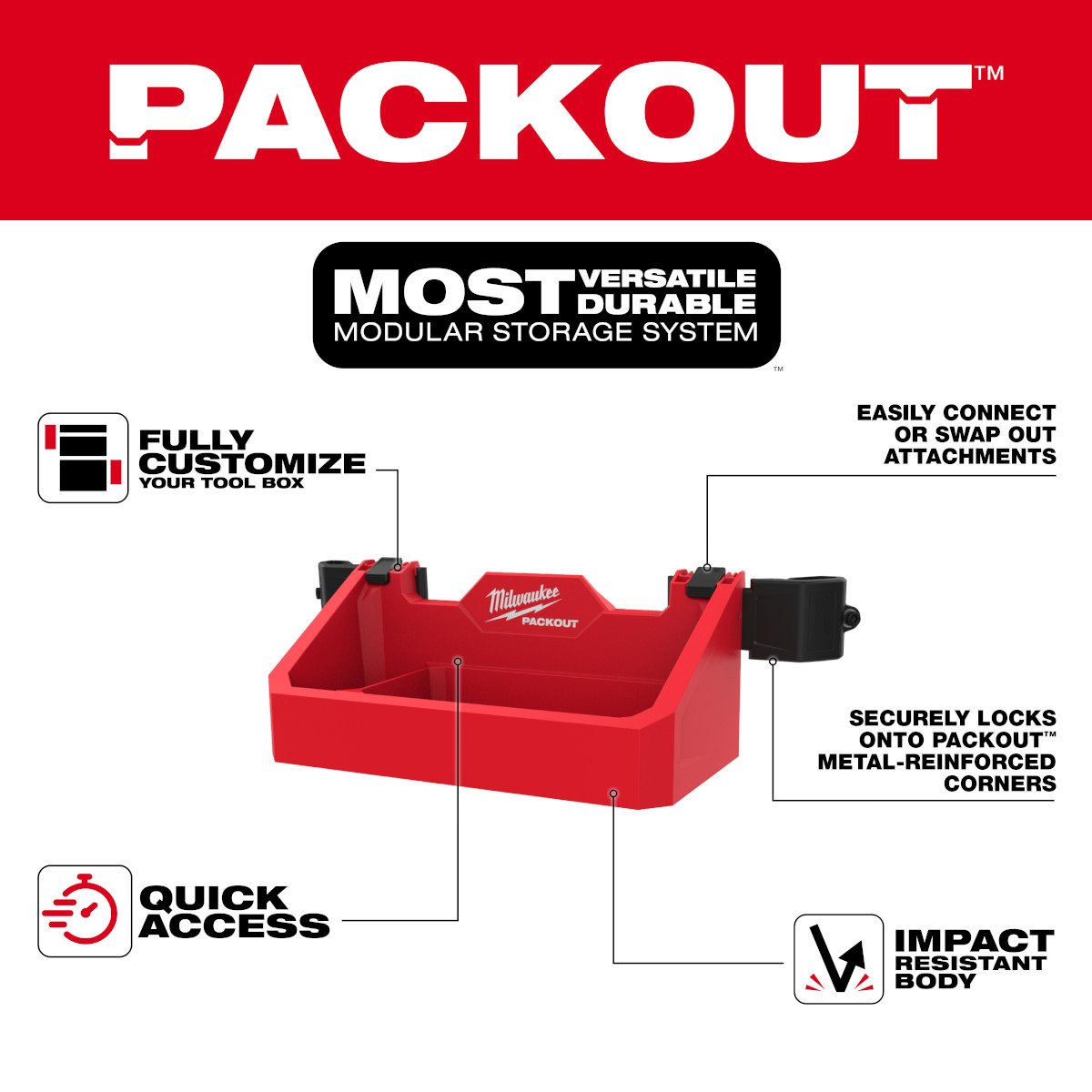 Milwaukee 48-22-8605 PACKOUT™ Tool Box Tray Attachment - feature callout
