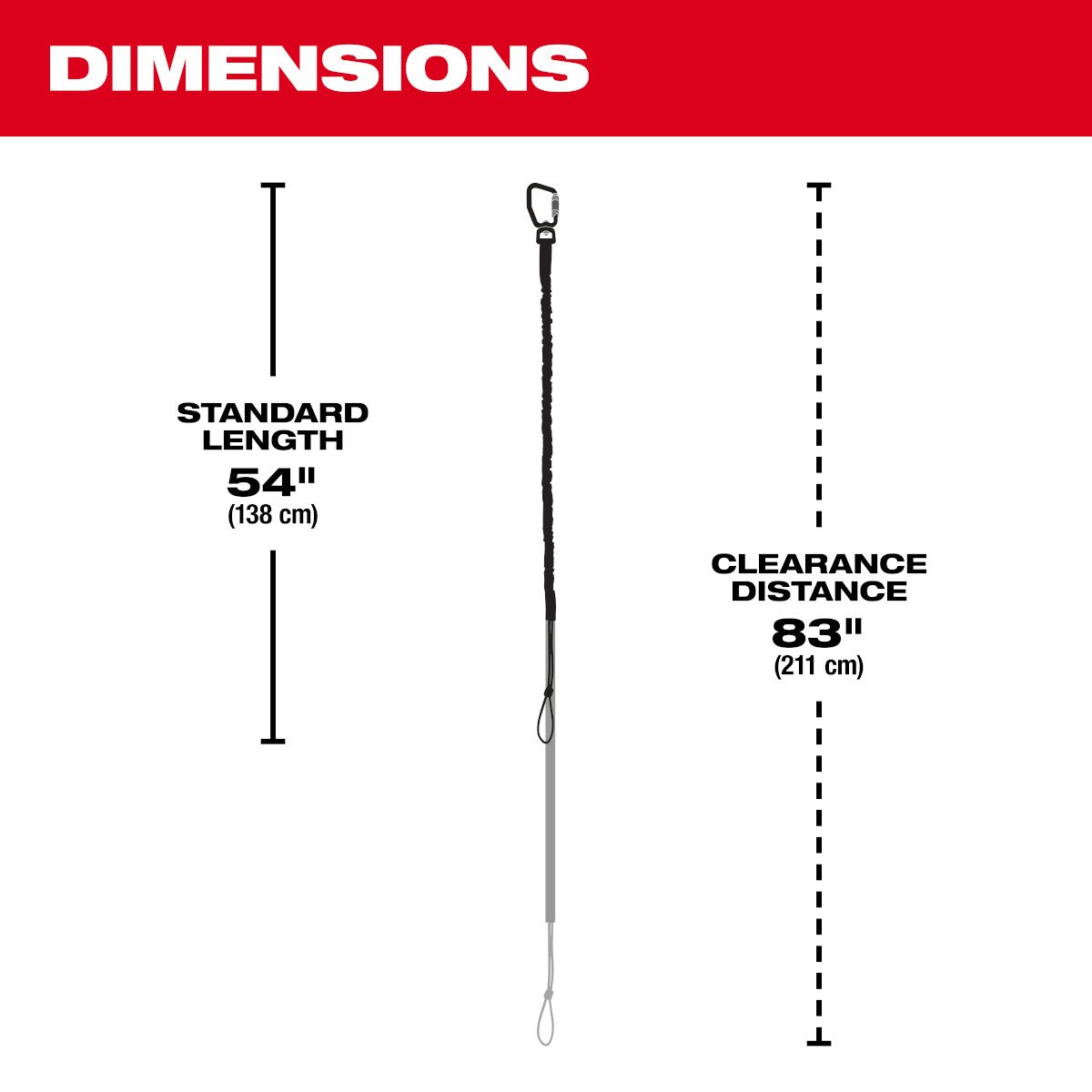 Milwaukee 48-22-8816 15 Lbs. 54 in. Extended Reach Locking Tool Lanyard - feature callout