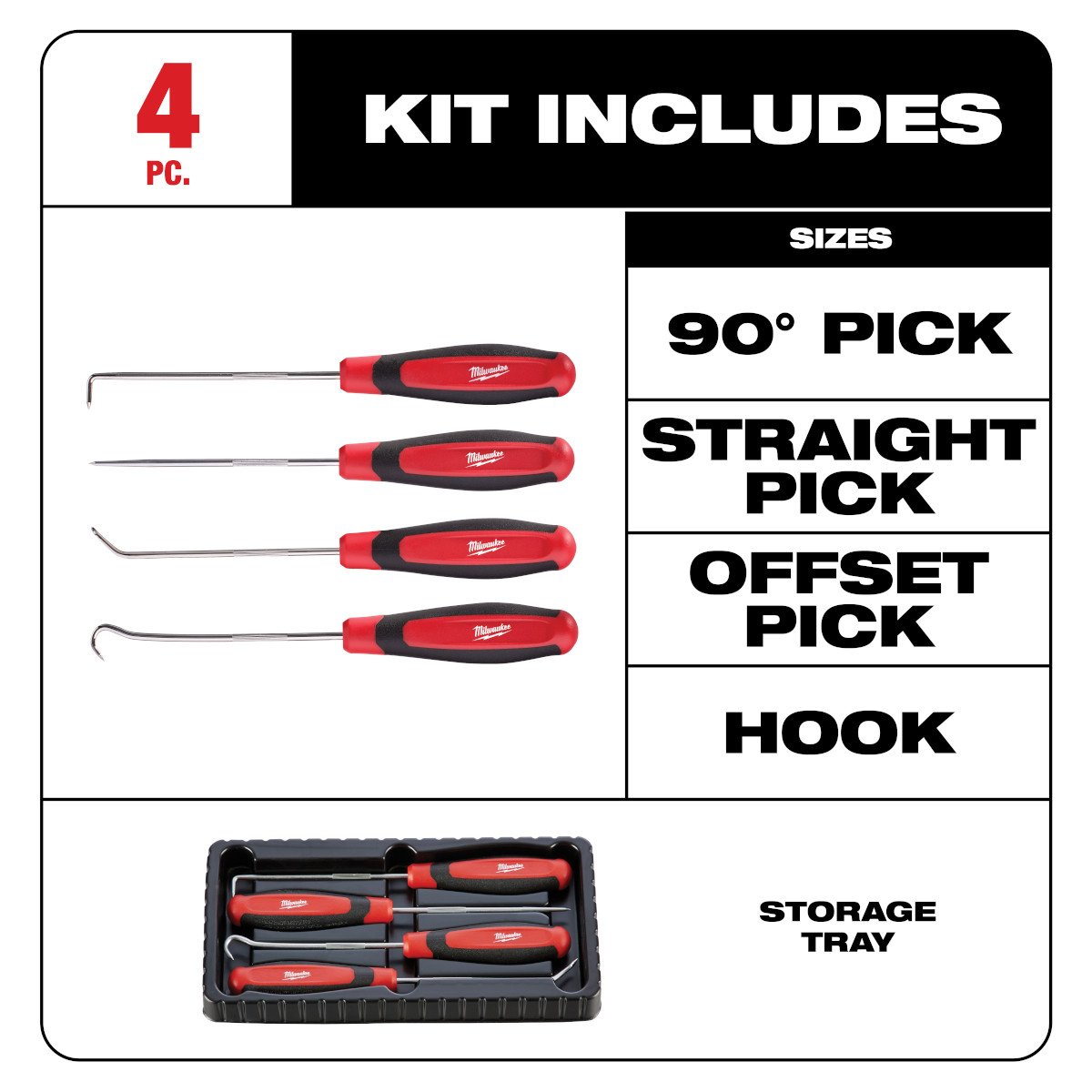 Milwaukee 48-22-9215 4pc Hook & Pick Set - feature callout
