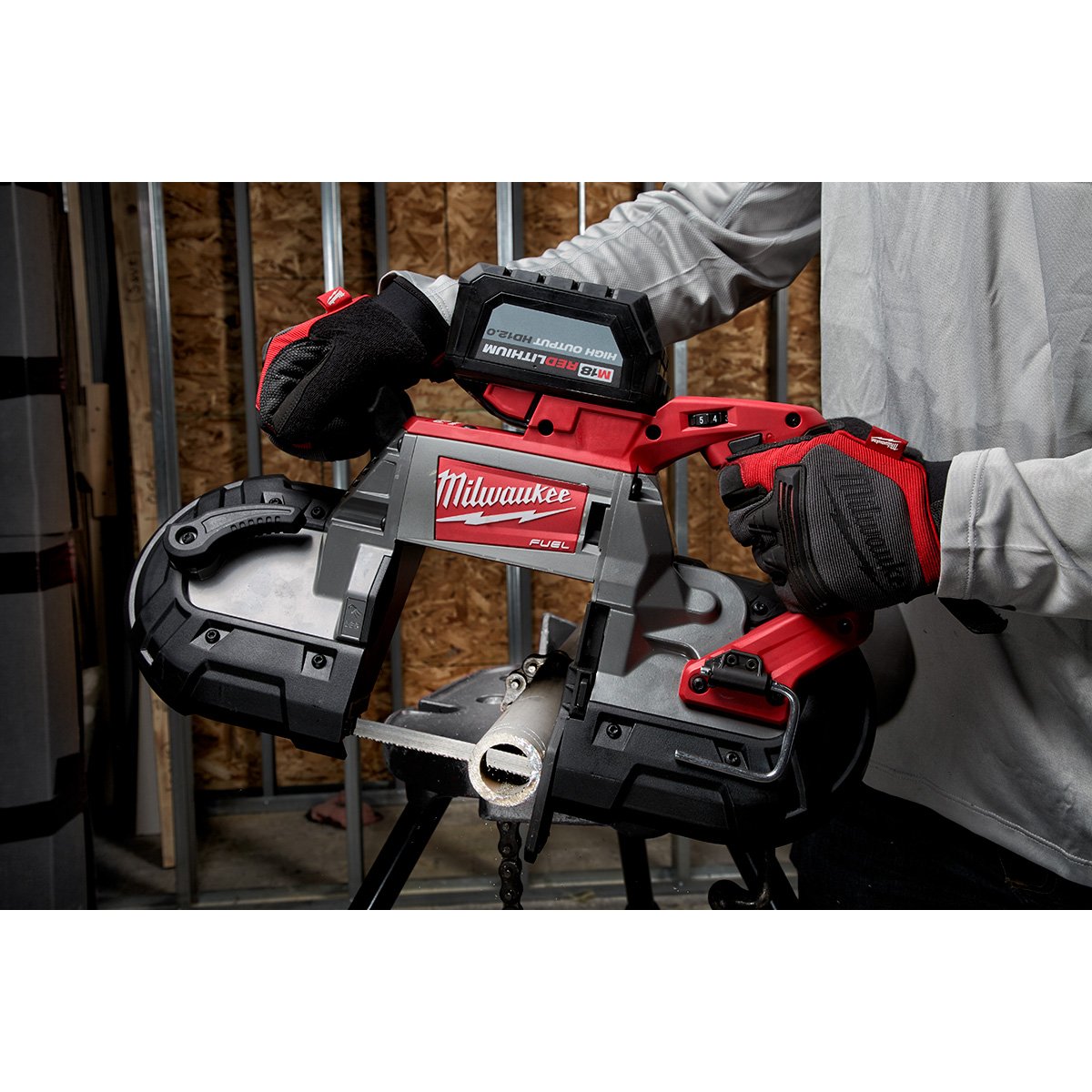 Milwaukee 48-39-0601 Extreme Thick Metal Band Saw Blades 3PK Deep Cut - in use
