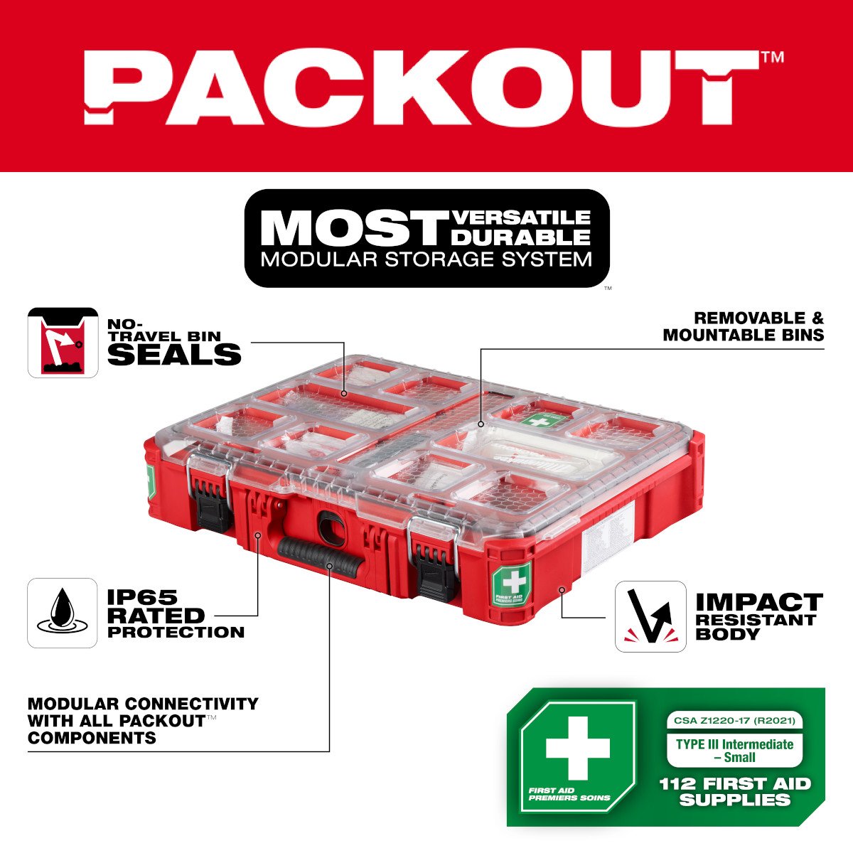 Milwaukee 48-73-8430N PACKOUT™ First Aid Kit TYPE III - feature callout