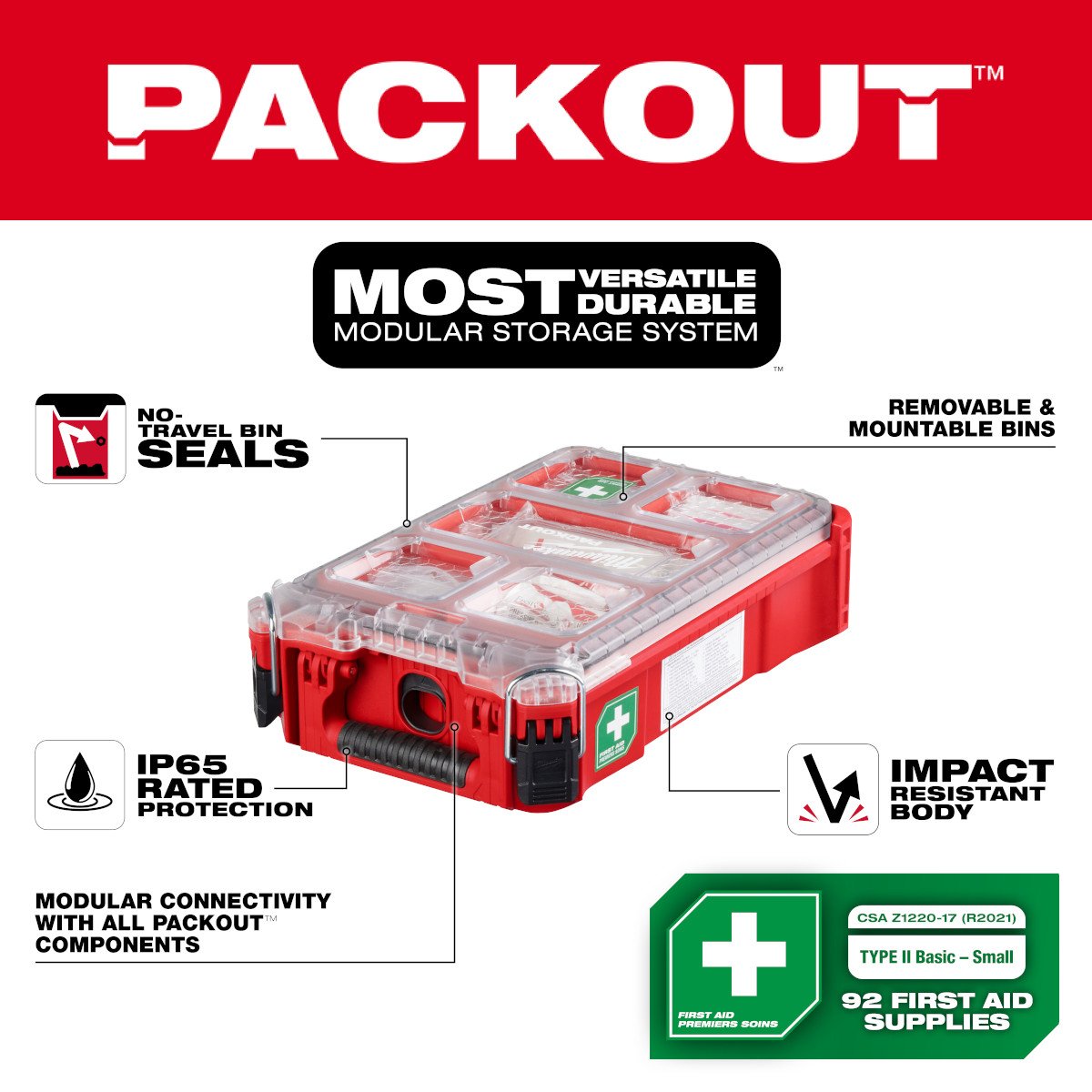 Milwaukee 48-73-8435N PACKOUT™ First Aid Kit TYPE II - feature callout