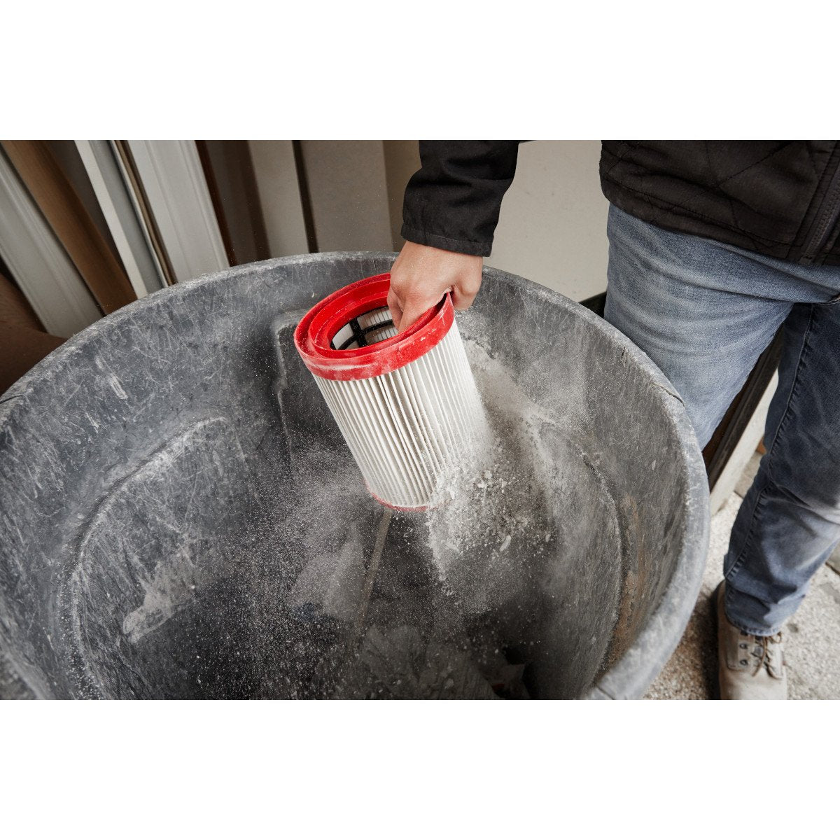 Milwaukee 49-90-1977 Large Wet/Dry Vacuum HEPA Filter - in use
