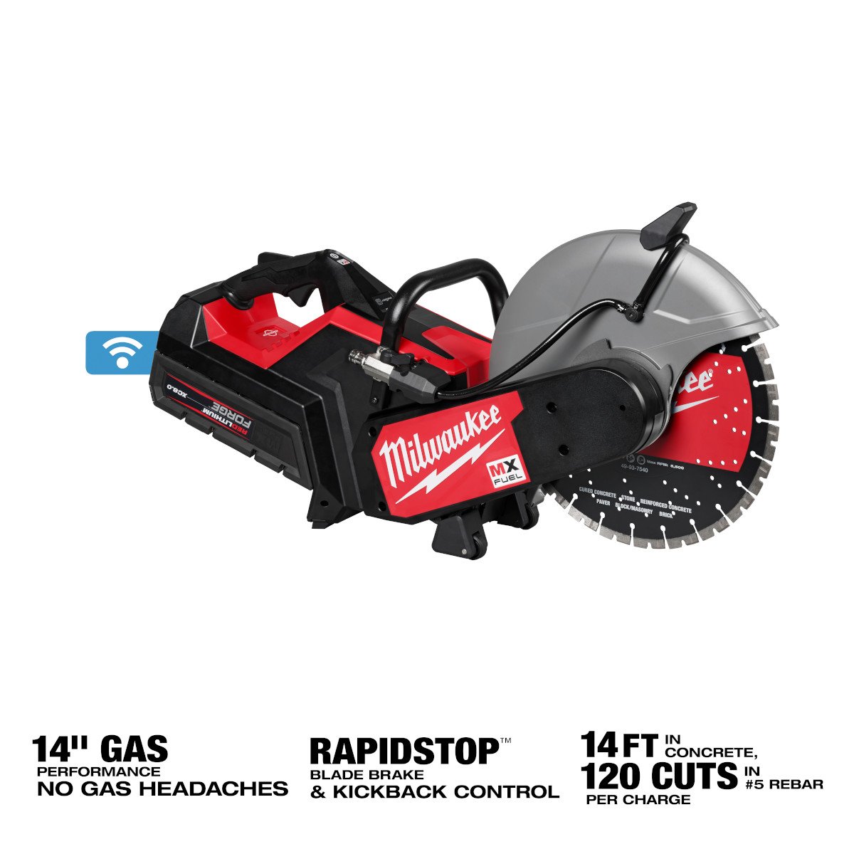 Milwaukee MXF315-2XC MX FUEL™ 14" Cut-Off Saw w/ RAPIDSTOP™ Brake Kit - feature callout