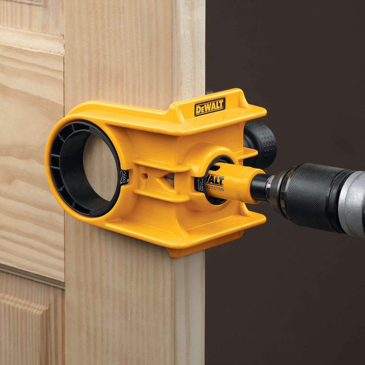 DEWALT D180004 Door Lock Installation Kit, Bi-Metal - in use