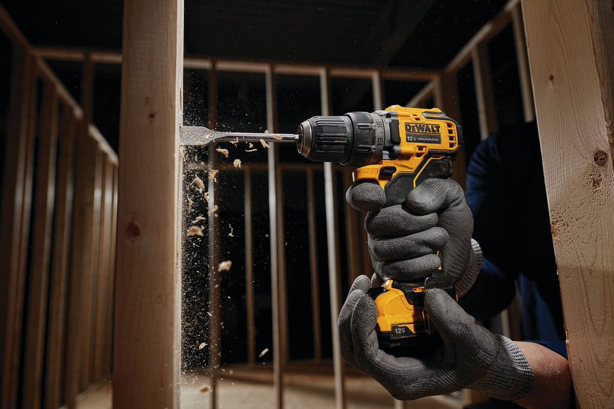 DEWALT DCD701F2 XTREME 12V MAX BRUSHLESS 3/8 IN. CORDLESS DRILL/DRIVER KIT - in use