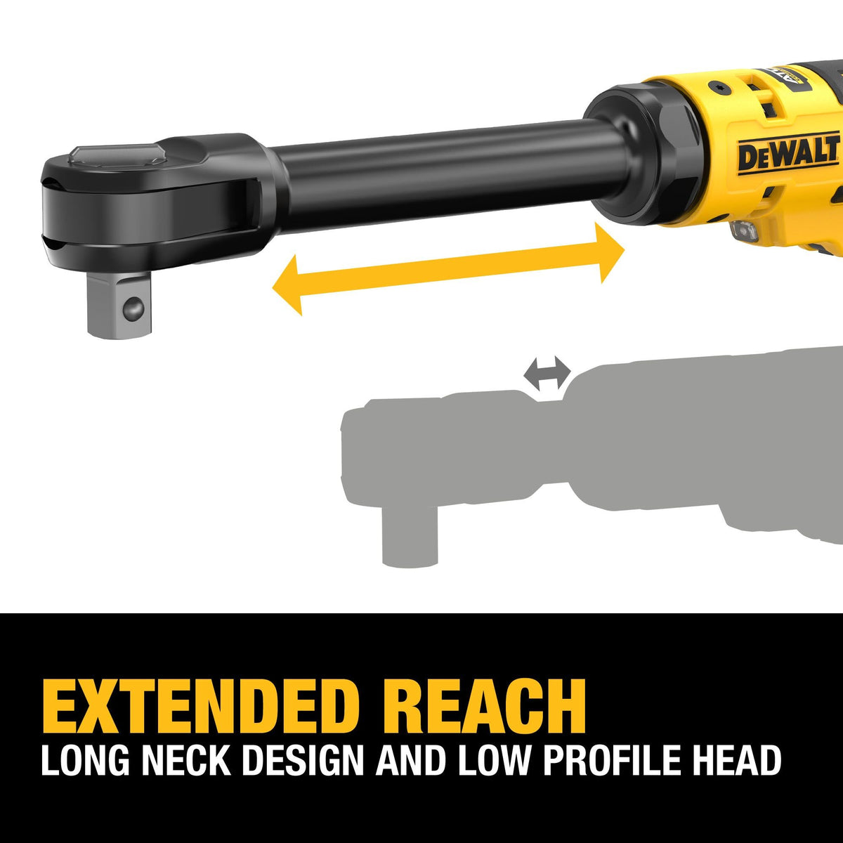DEWALT DCF512EB ATOMIC 20V MAX Brushless Cordless 1/2 in. Extended Reach Ratchet (Tool Only) - feature callout